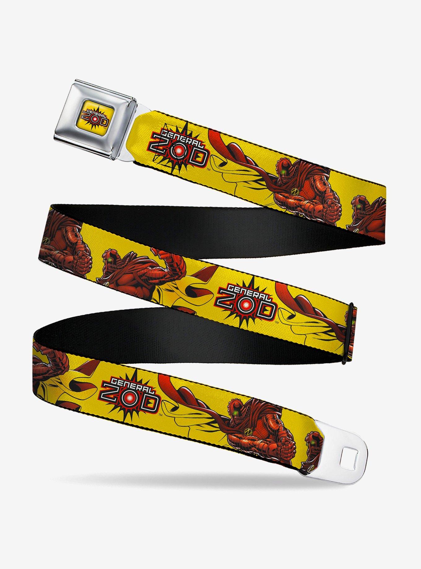 DC Comics Superman Villain General Zod Poses and Text Youth Seatbelt Buckle Belt, , hi-res