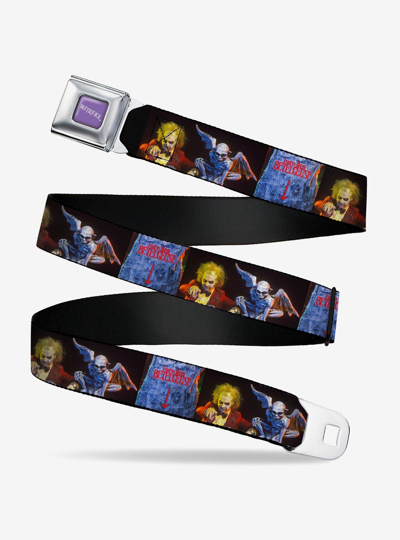 Beetlejuice Graveyard Gargoyle Pose Black Youth Seatbelt Buckle Belt, , hi-res