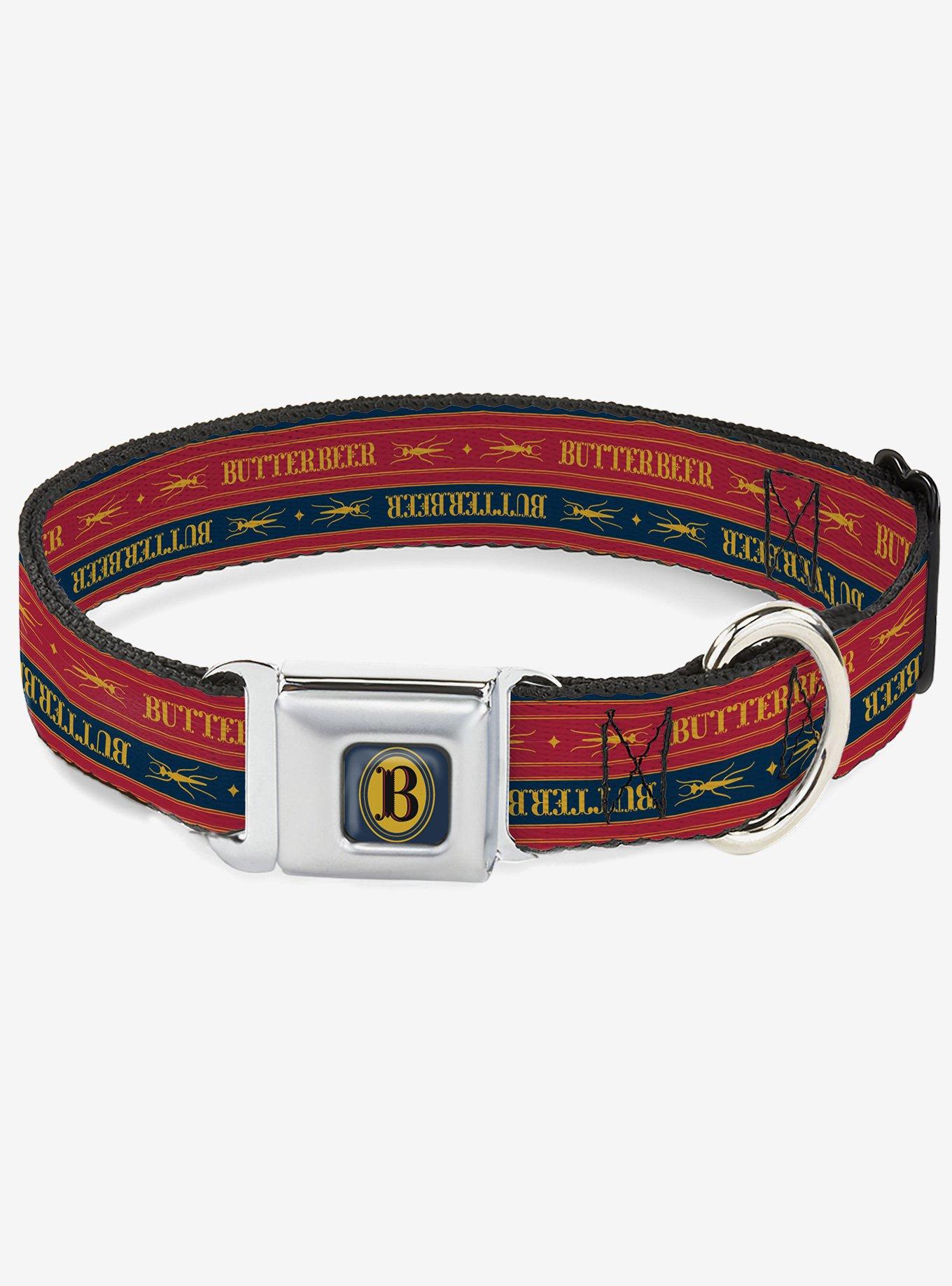 Harry Potter Butterbeer Stripe Seatbelt Buckle Dog Collar