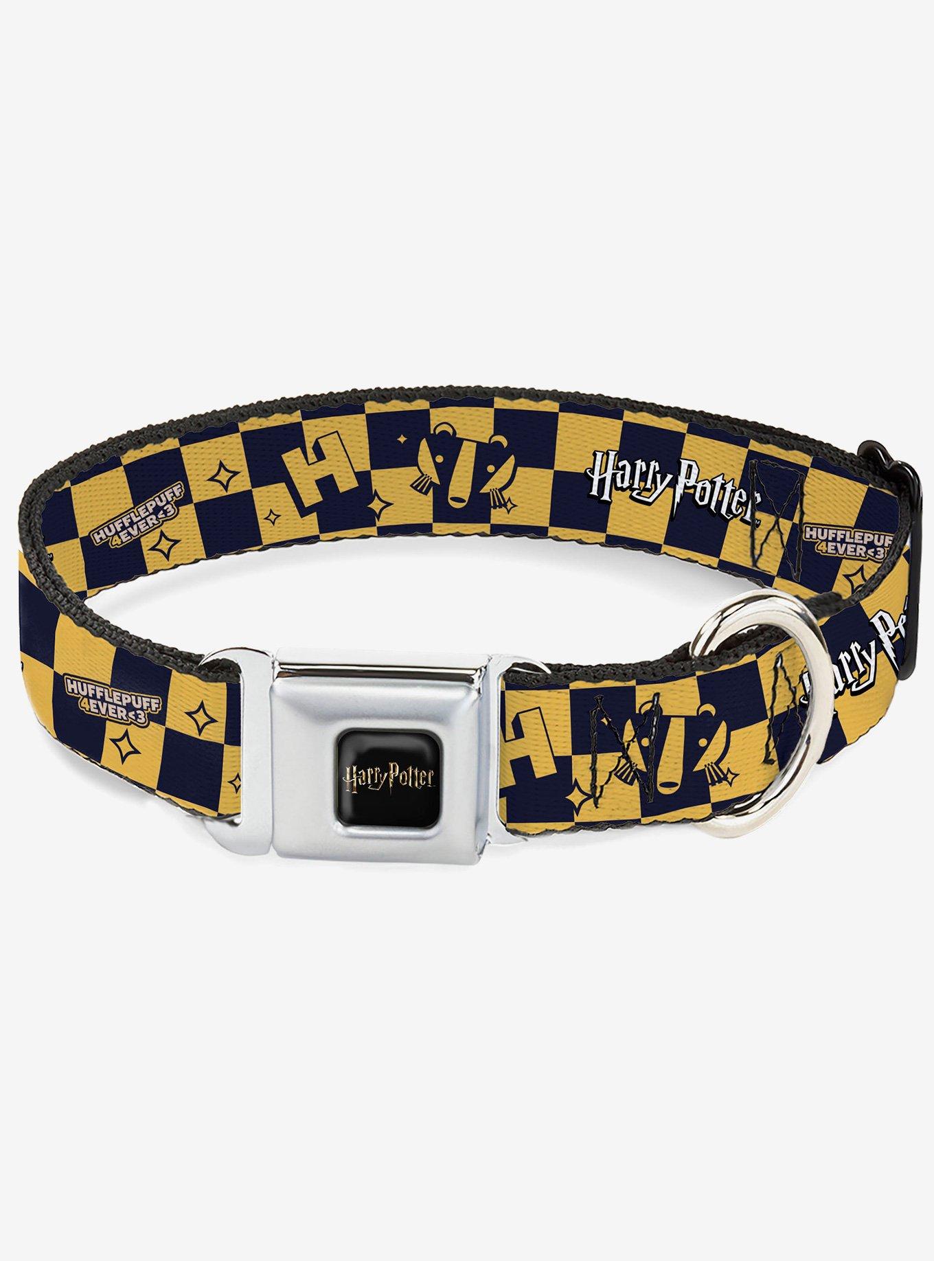 Harry Potter Hufflepuff Icons Checker Seatbelt Buckle Dog Collar