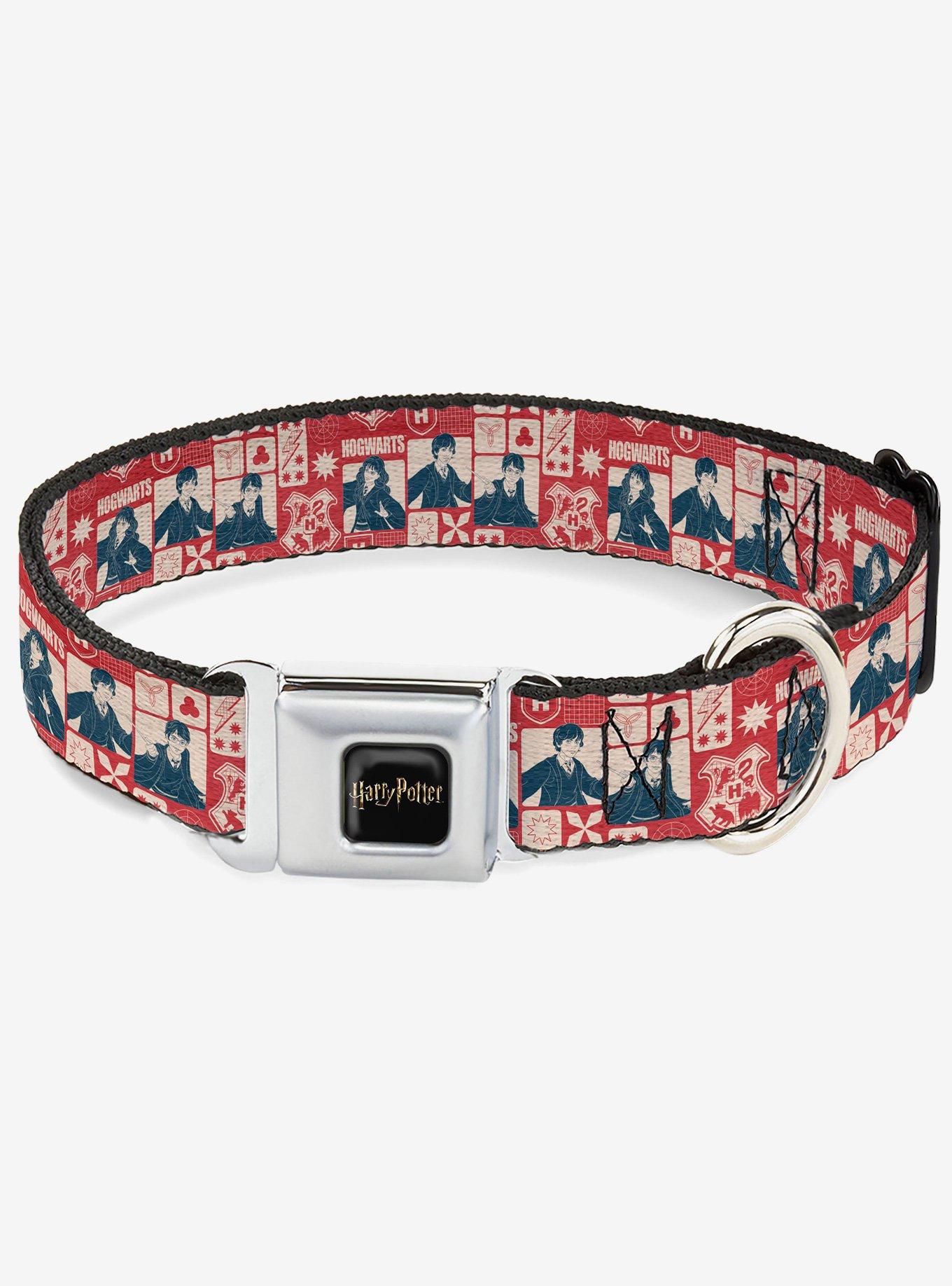 Harry Potter Hogwarts The Golden Trio Magic Collage Seatbelt Buckle Dog Collar, , hi-res