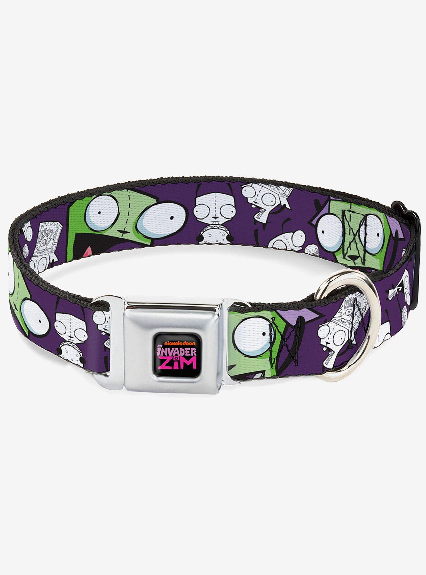 Invader Zim GIR Poses and Sketch Purple Seatbelt Buckle Dog Collar, , hi-res