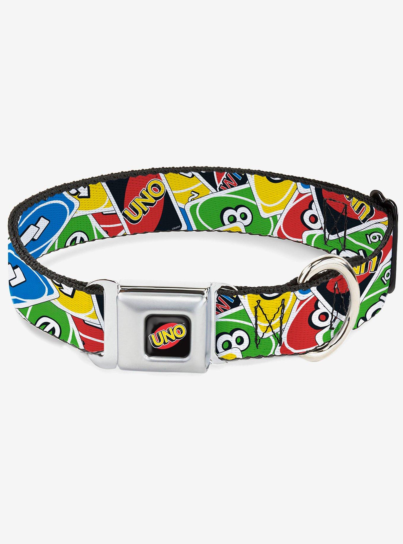 UNO Cards Stacked Collage Multi Seatbelt Buckle Dog Collar, , hi-res