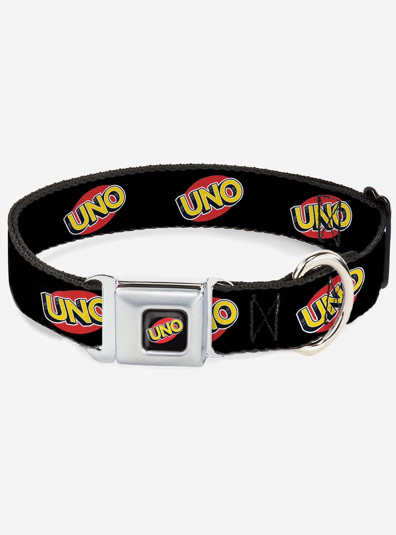 UNO Game Logo Black Seatbelt Buckle Dog Collar