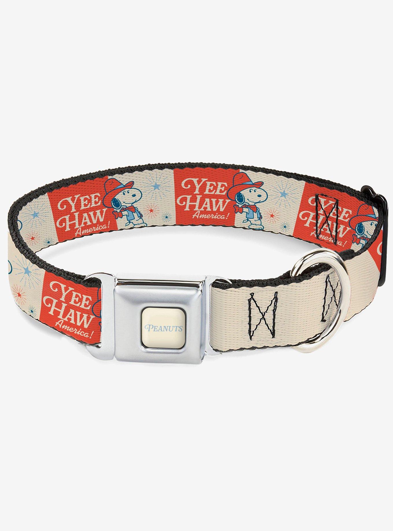 Peanuts Snoopy Yee Haw America Pose and Icons Seatbelt Buckle Dog Collar, , hi-res
