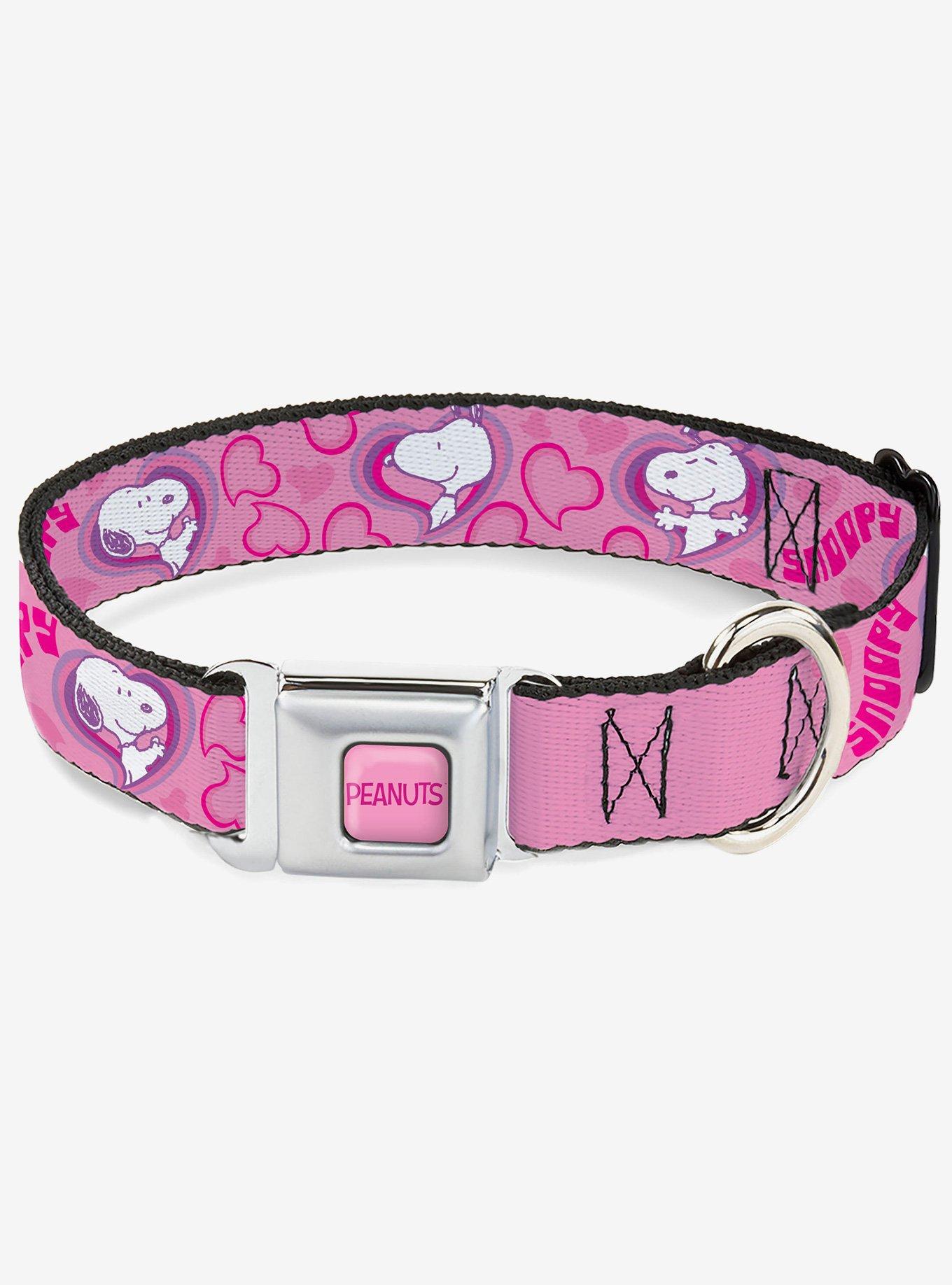 Peanuts Snoopy Valentine Hearts Pose and Text Seatbelt Buckle Dog Collar, , hi-res