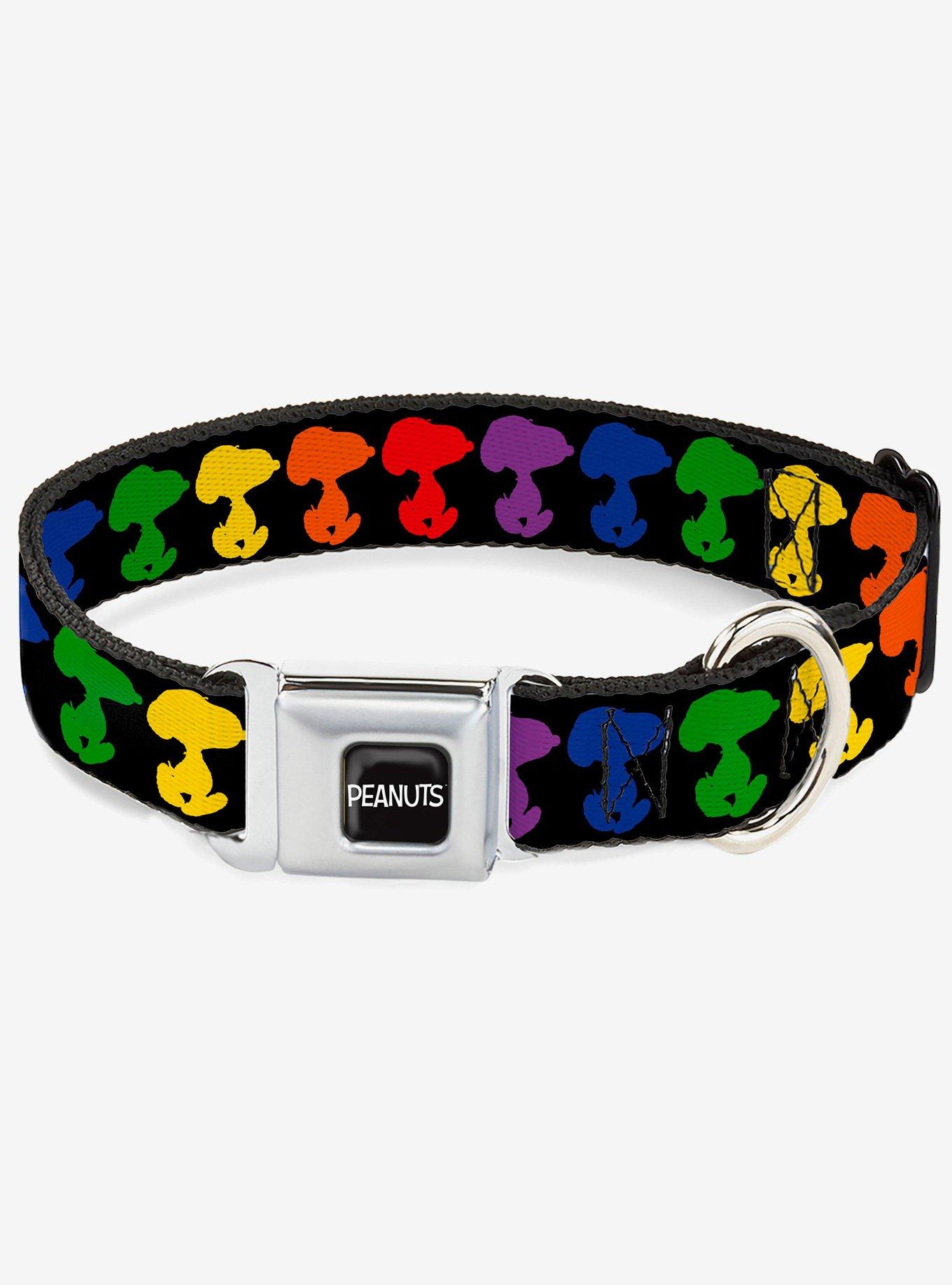 Peanuts Snoopy Silhoutte Pose Rainbow Multi Seatbelt Buckle Dog Collar, , hi-res