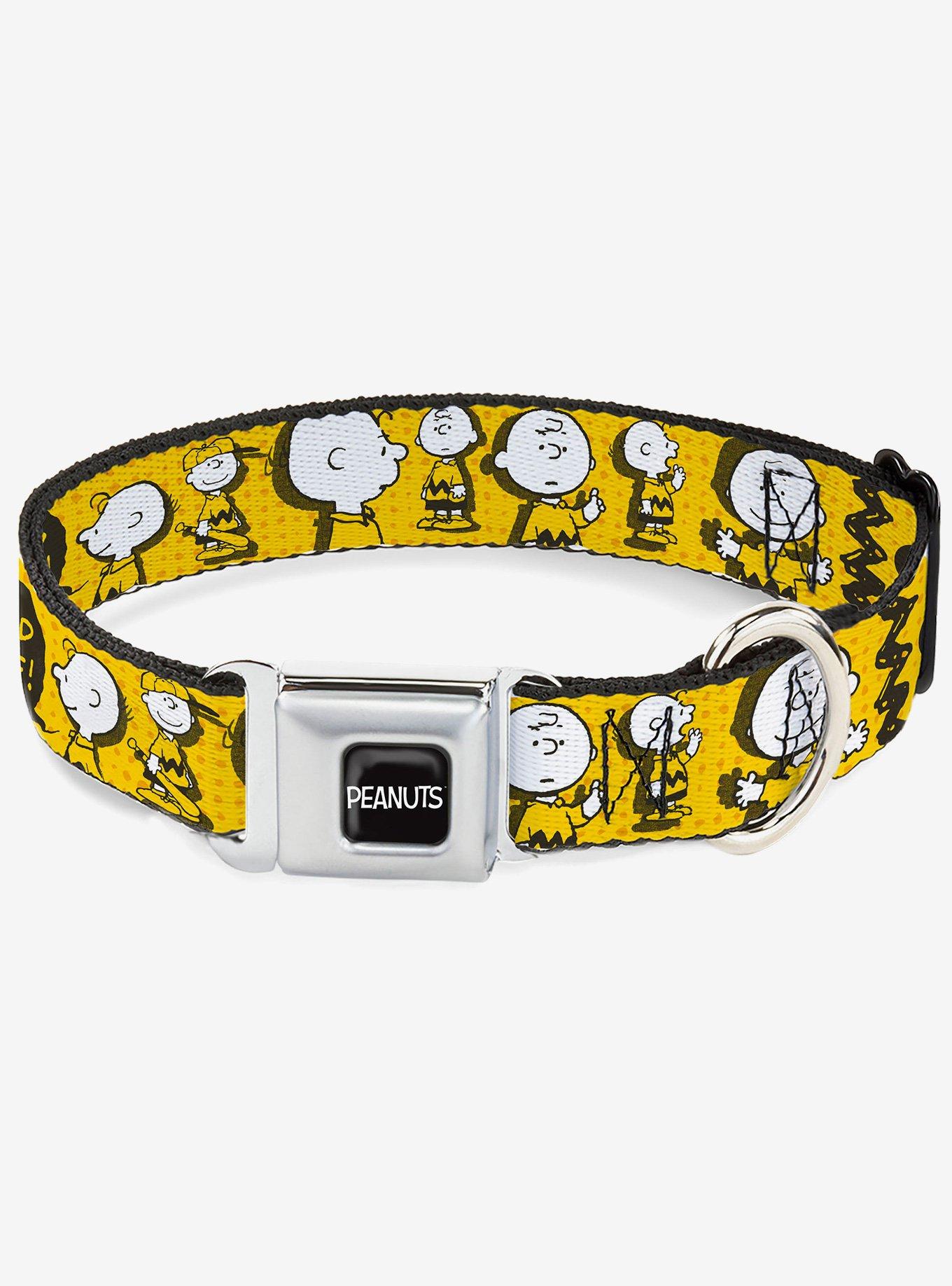 Peanuts I Am Charlie Brown Poses and Zig Zag Stripe Seatbelt Buckle Dog Collar