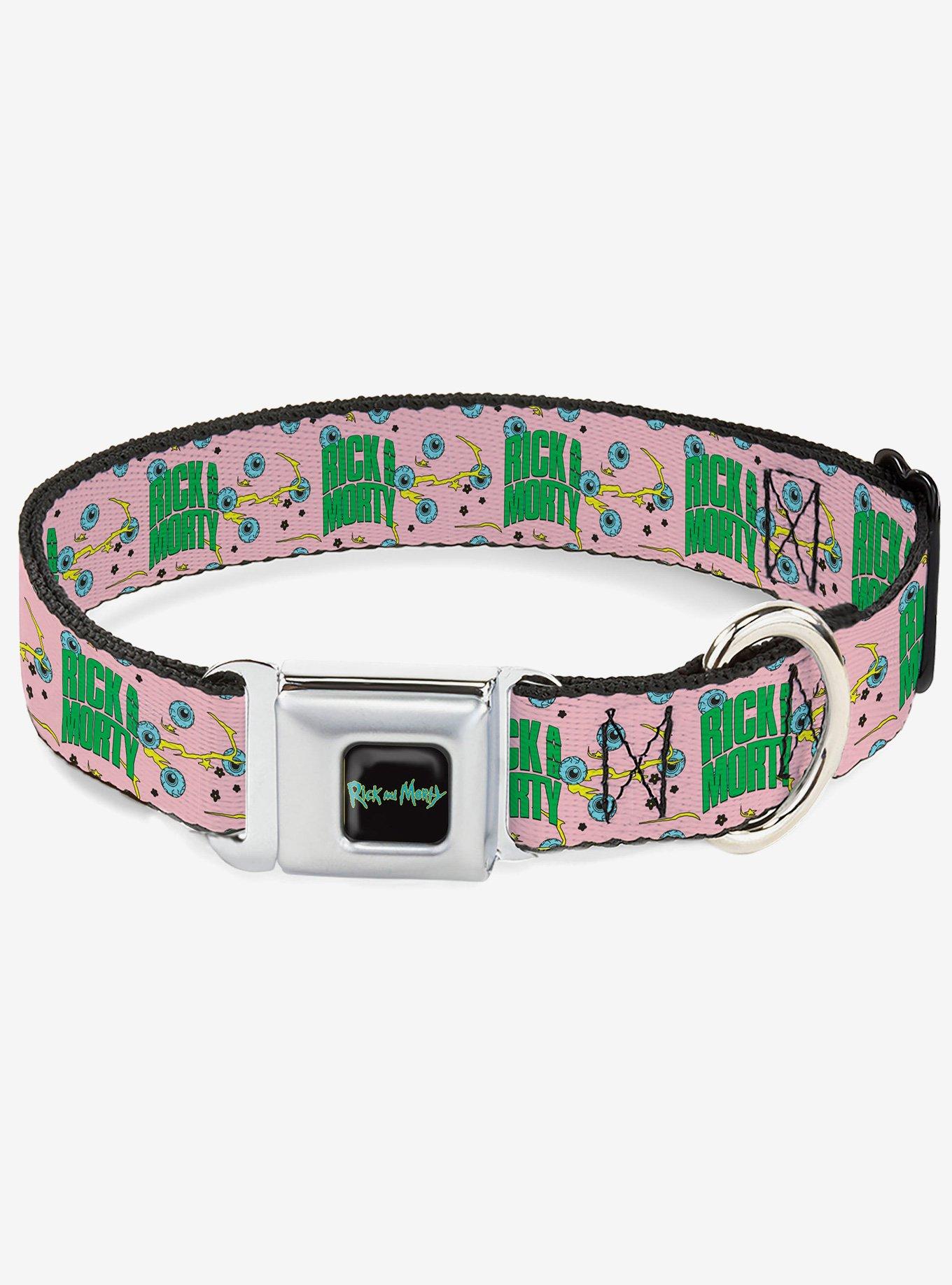 Rick and Morty Text and Eyeball Collage Seatbelt Buckle Dog Collar, , hi-res