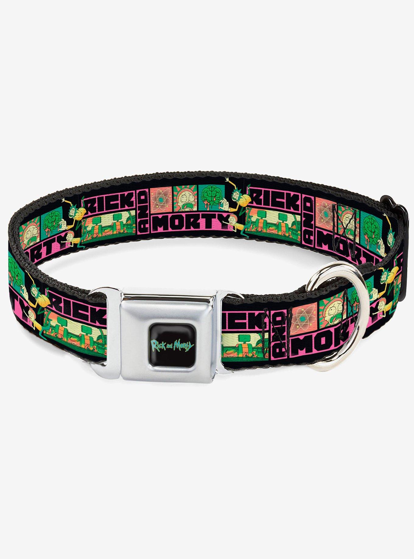 Rick and Morty Text Blocks Scenes Multi Seatbelt Buckle Dog Collar