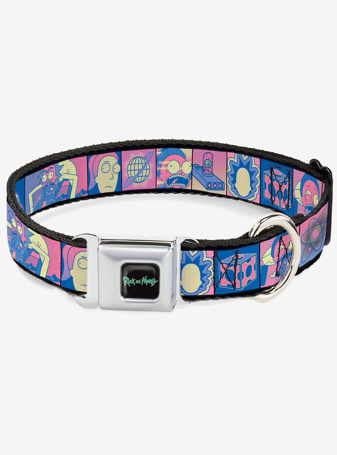 Rick and Morty Character Pose and Icon Blocks Seatbelt Buckle Dog Collar, , hi-res