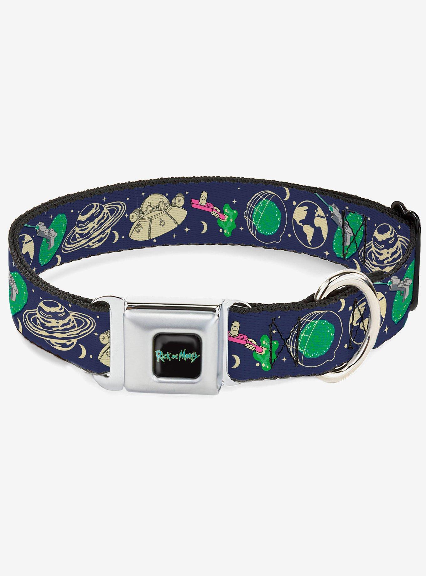 Rick and Morty Portal Space Icons Collage Seatbelt Buckle Dog Collar