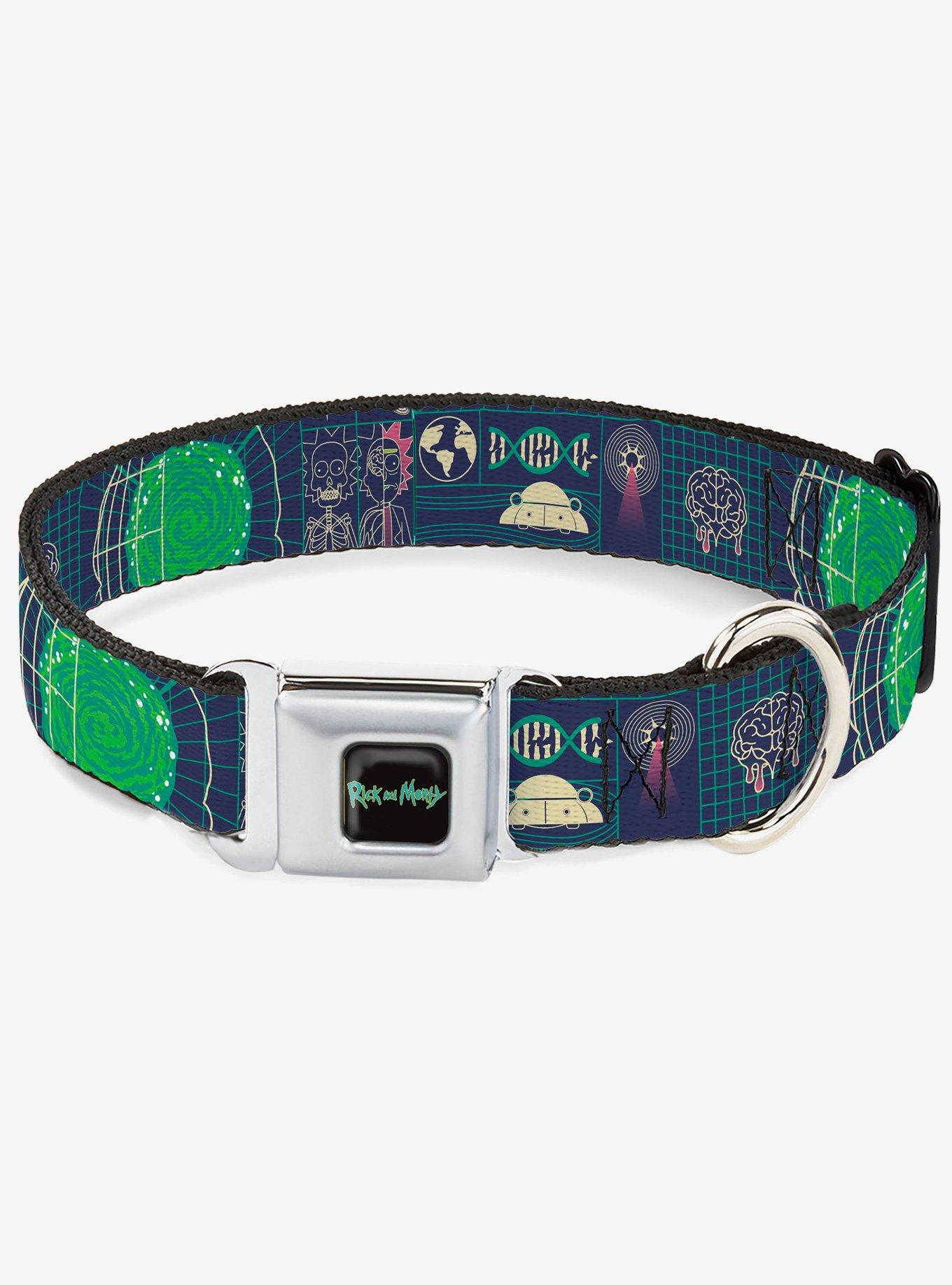 Rick and Morty Dimensional Portal Icons Collage Seatbelt Buckle Dog Collar