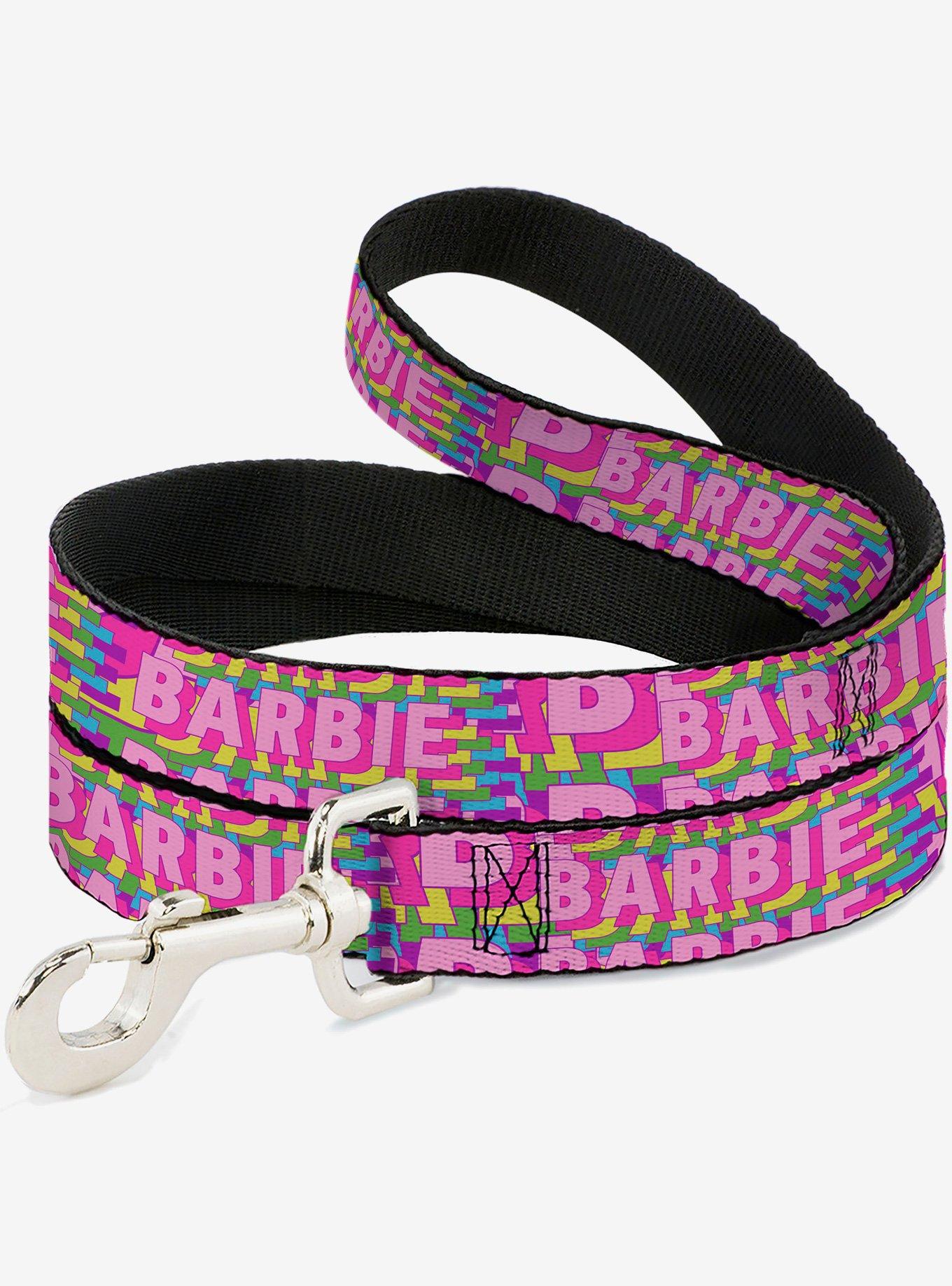 Barbie Bold Text Stacked Pink Multi Dog Leash