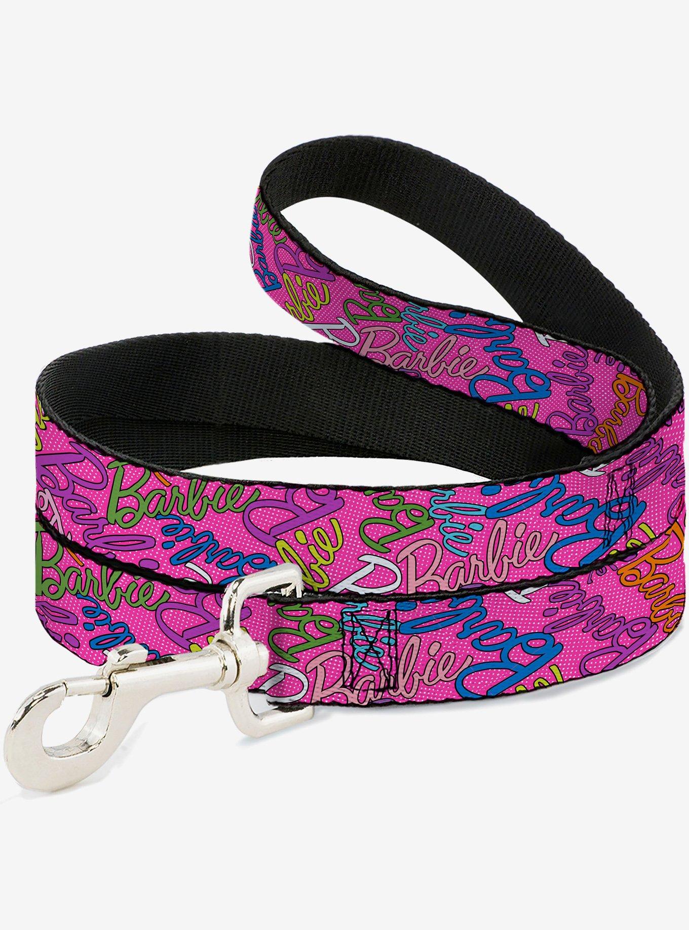 Barbie Script Signature Scattered Pink Multi Dog Leash, , hi-res