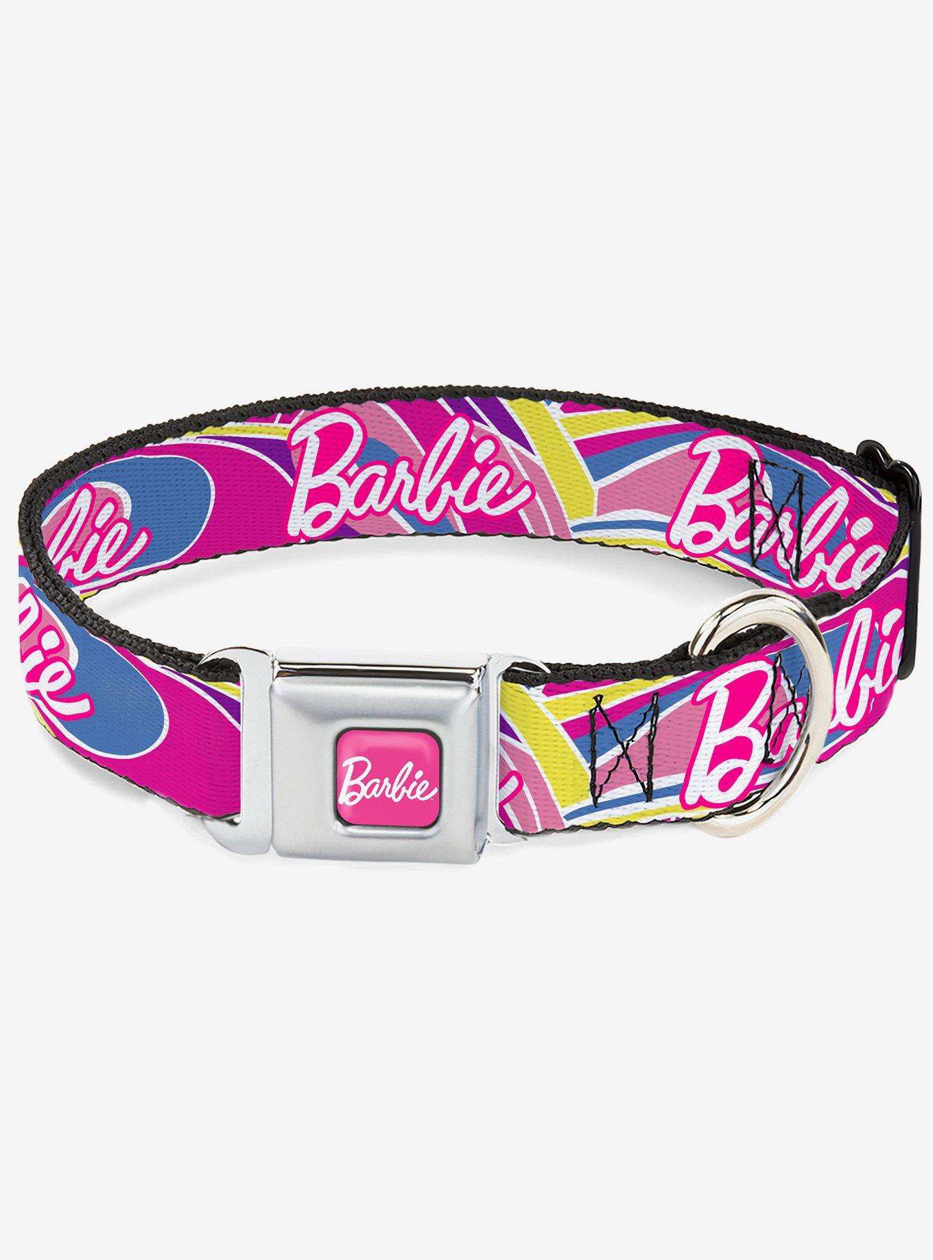 Barbie Script Signature Logo Abstract Multi Seatbelt Buckle Dog Collar