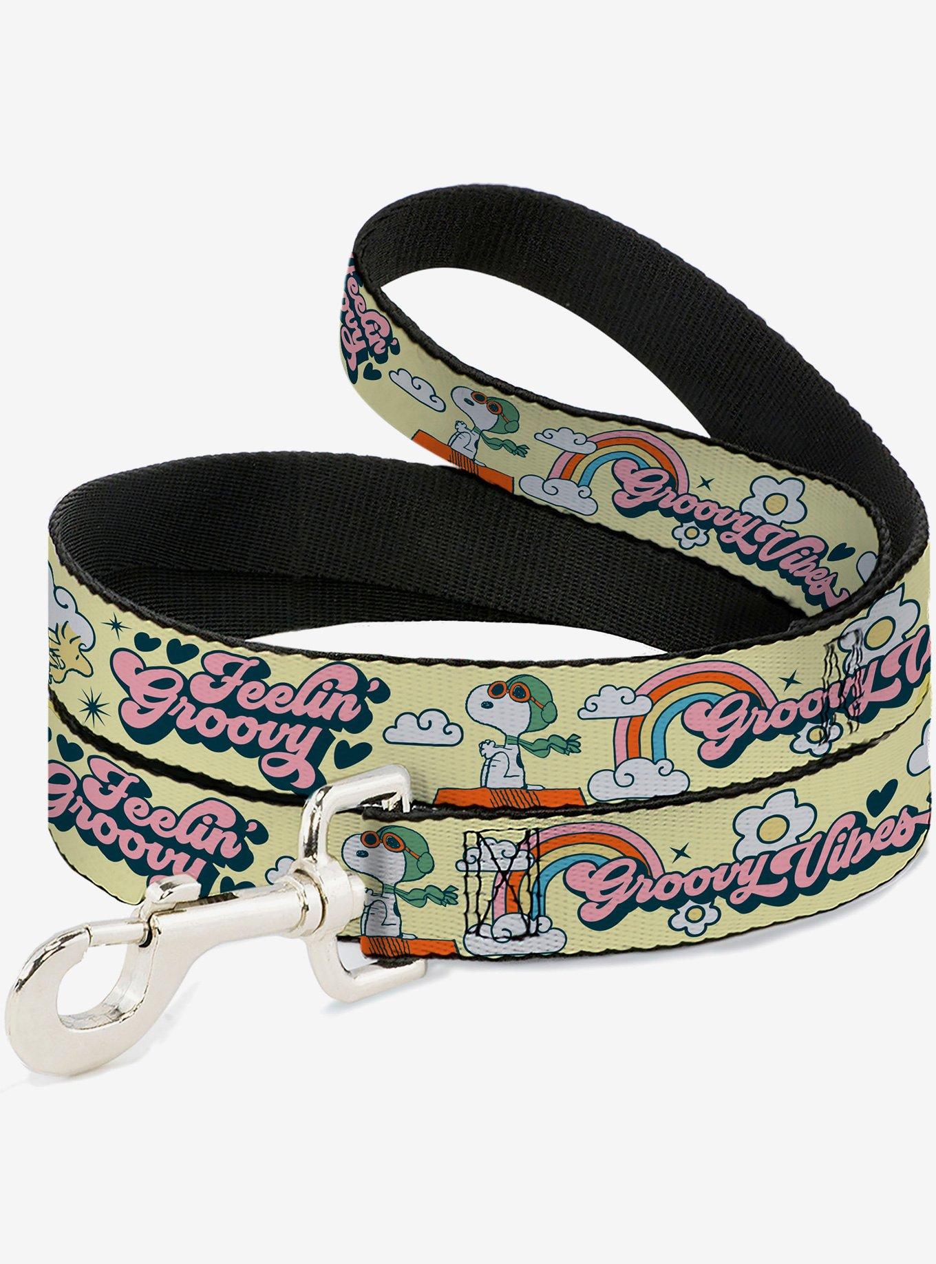 Peanuts Snoopy Flying Ace and Woodstock Groovy Quotes Collage Dog Leash