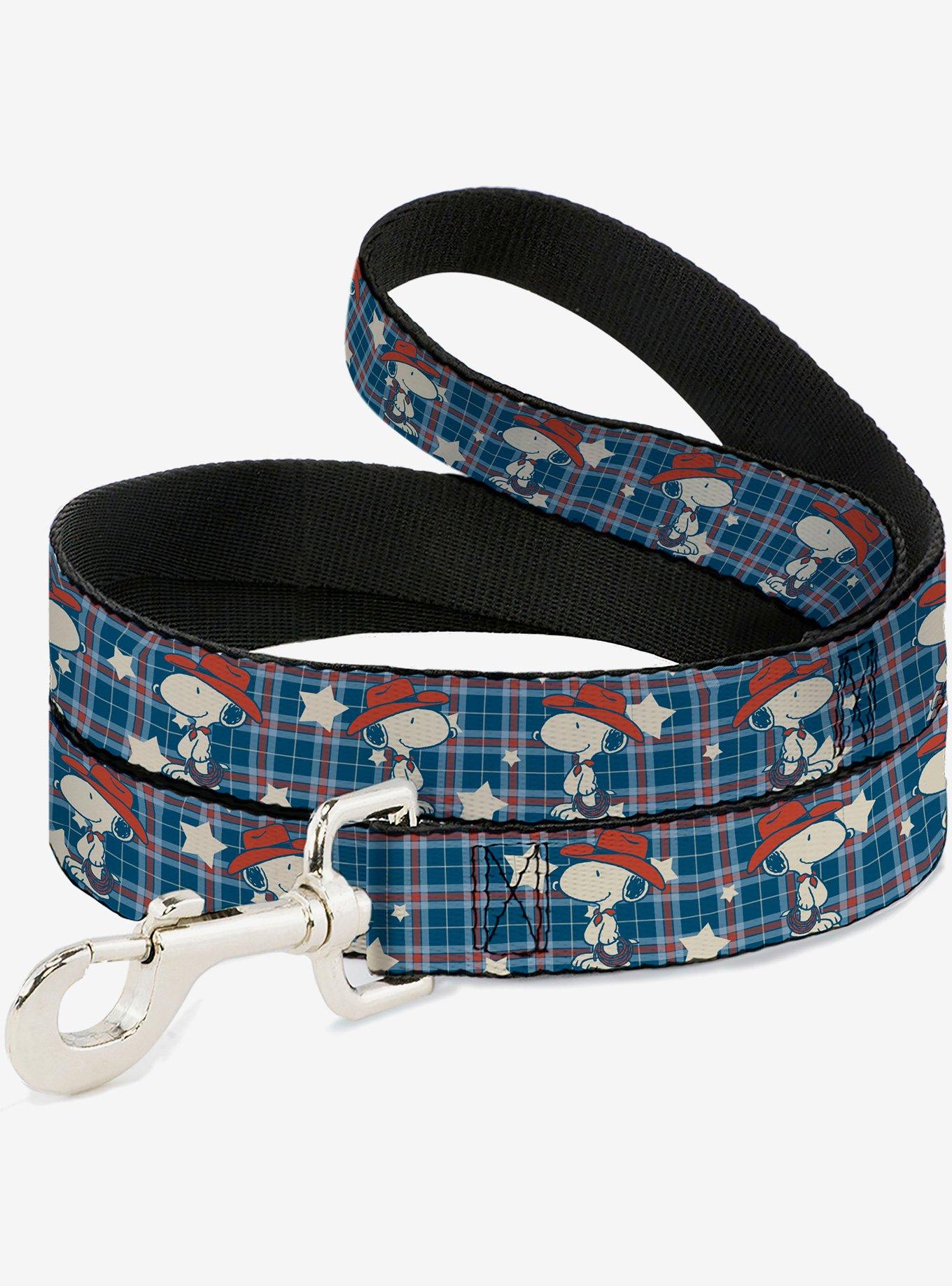 Peanuts Cowboy Snoopy Americana Plaid Dog Leash