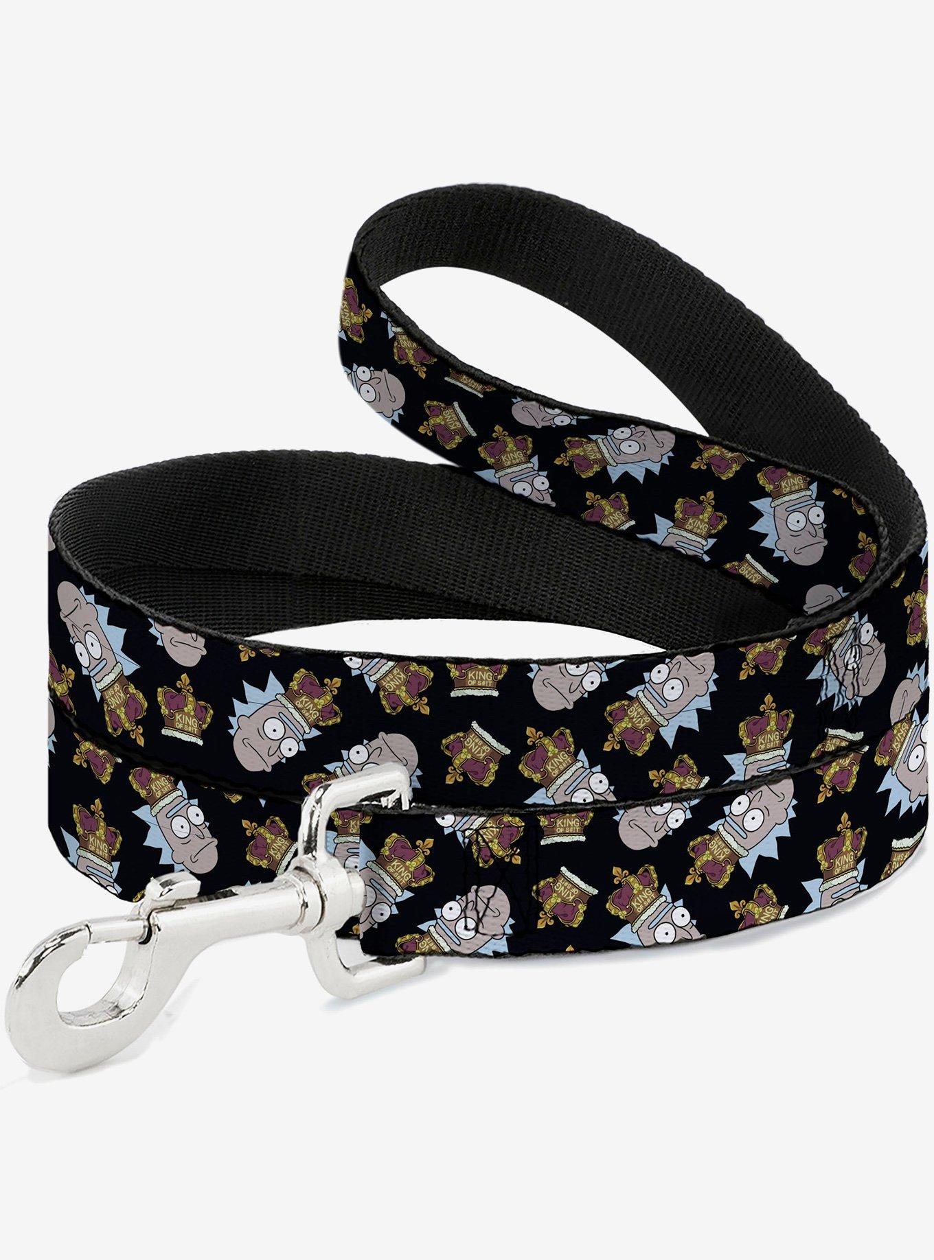 Rick and Morty Crown Face Scattered Black Dog Leash