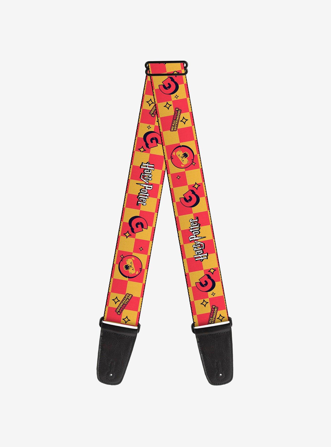 Harry Potter Gryffindor Icons Checker Guitar Strap, , hi-res