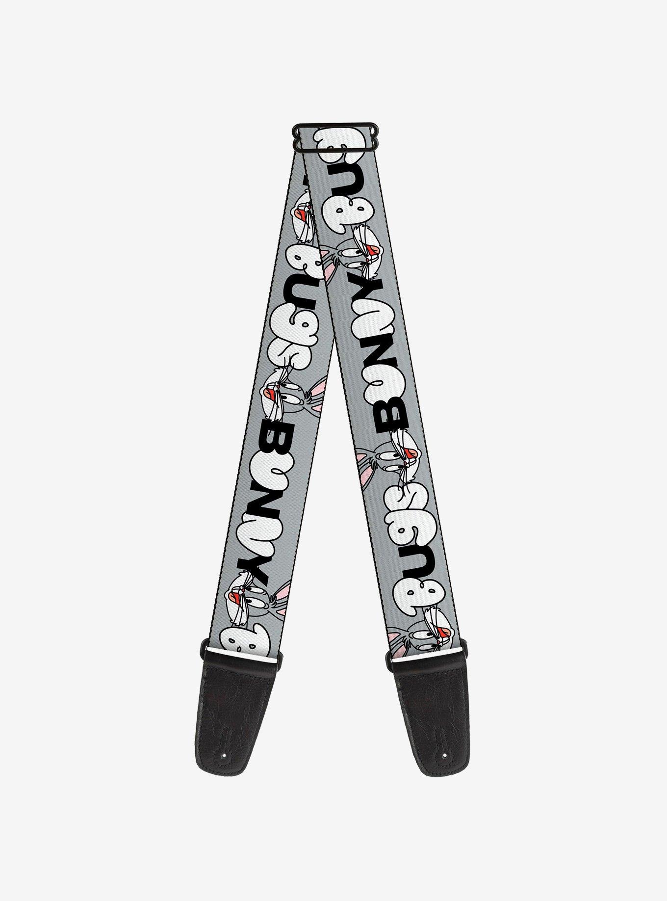 Looney Tunes Bugs Bunny Smiling Face Text Guitar Strap, , hi-res