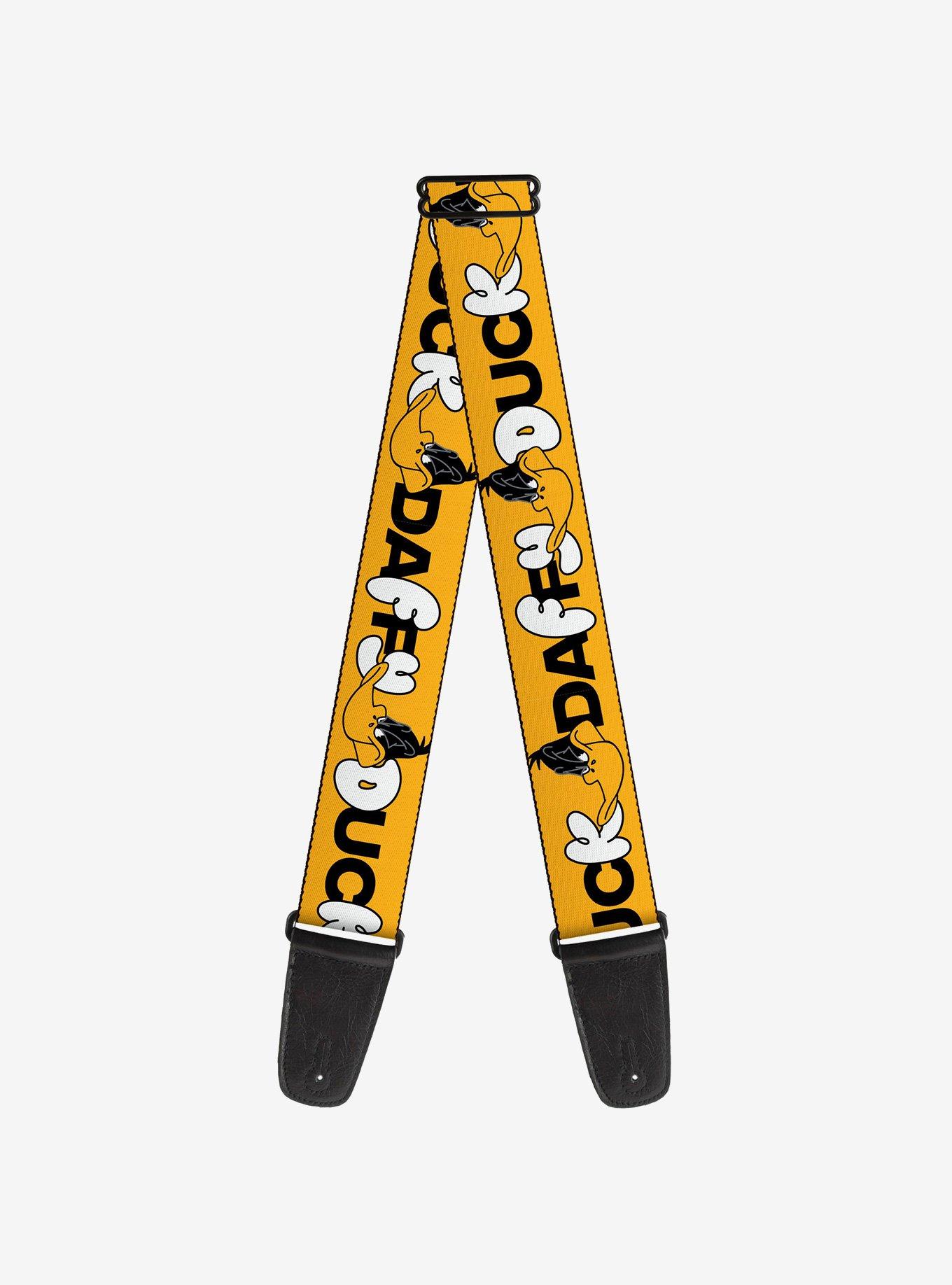 Looney Tunes Daffy Duck Smiling Face Text Guitar Strap, , hi-res