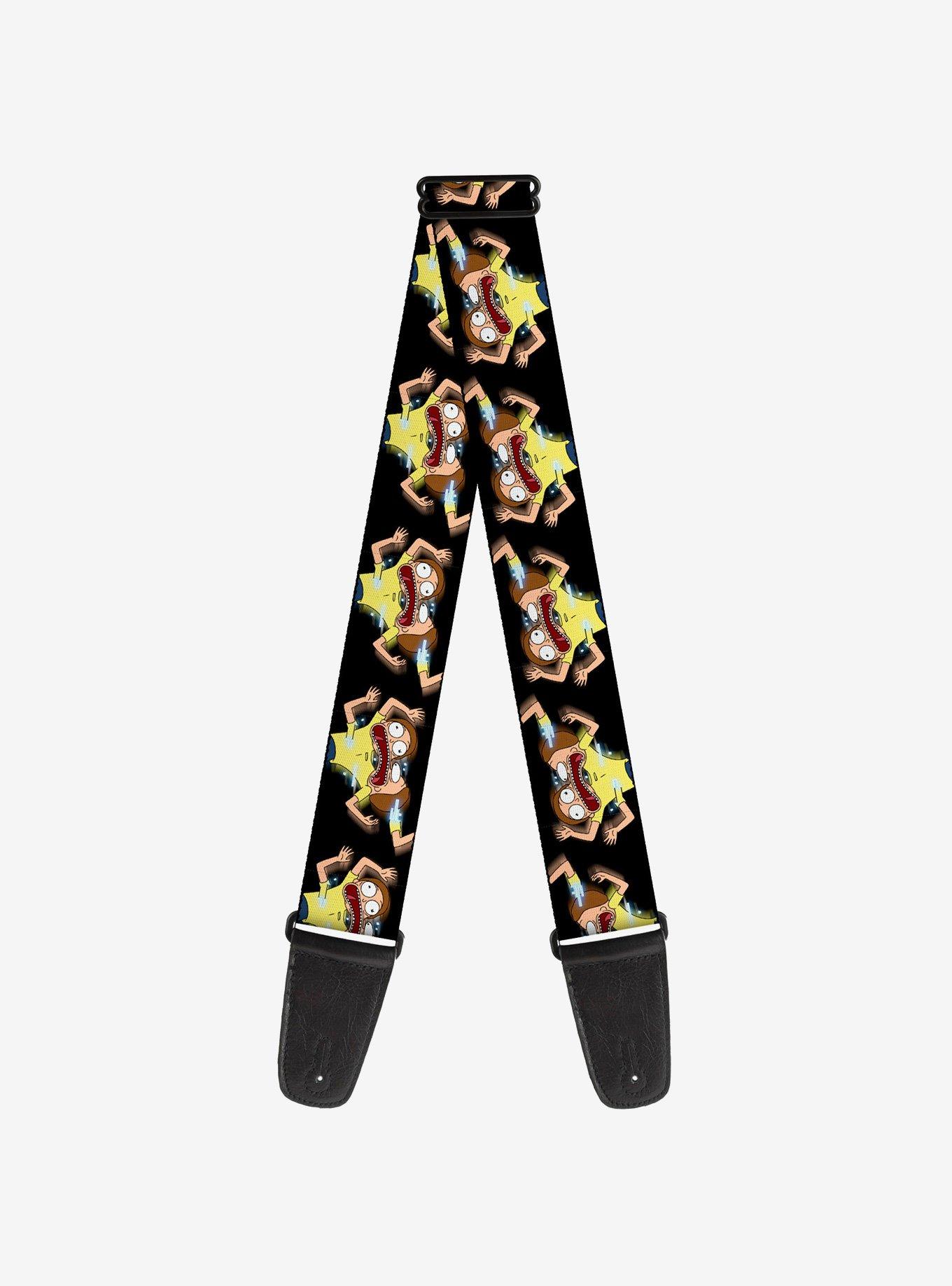Rick and Morty Full Body Glitch Pose Black Guitar Strap, , hi-res