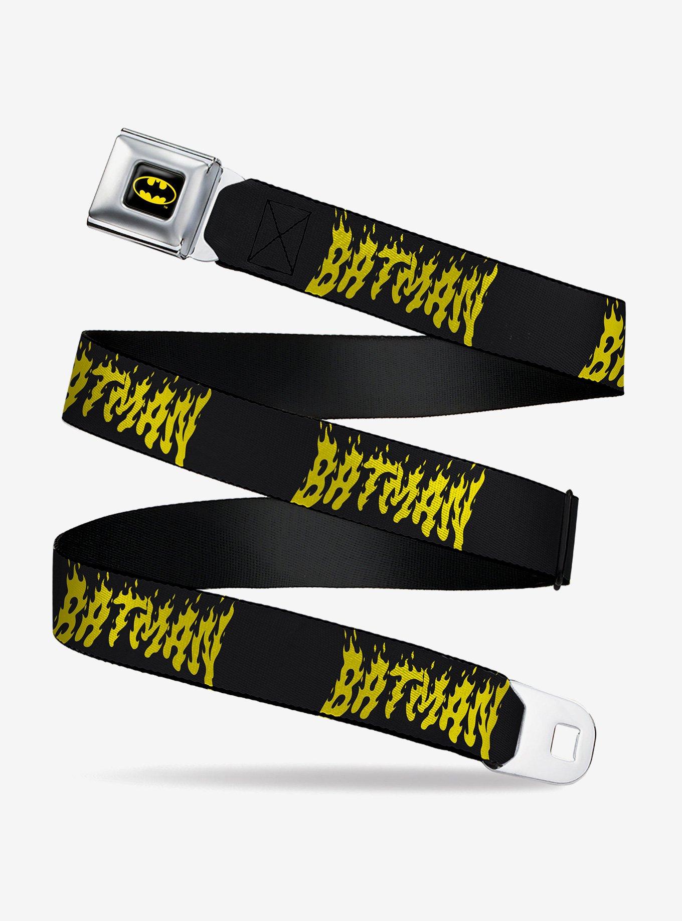 DC Comics Batman Flame Text Seatbelt Buckle Belt, , hi-res