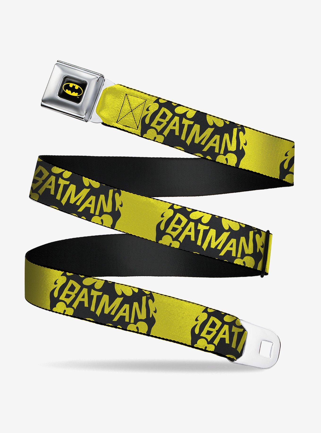 DC Comics Batman Bat Signal Text Seatbelt Buckle Belt