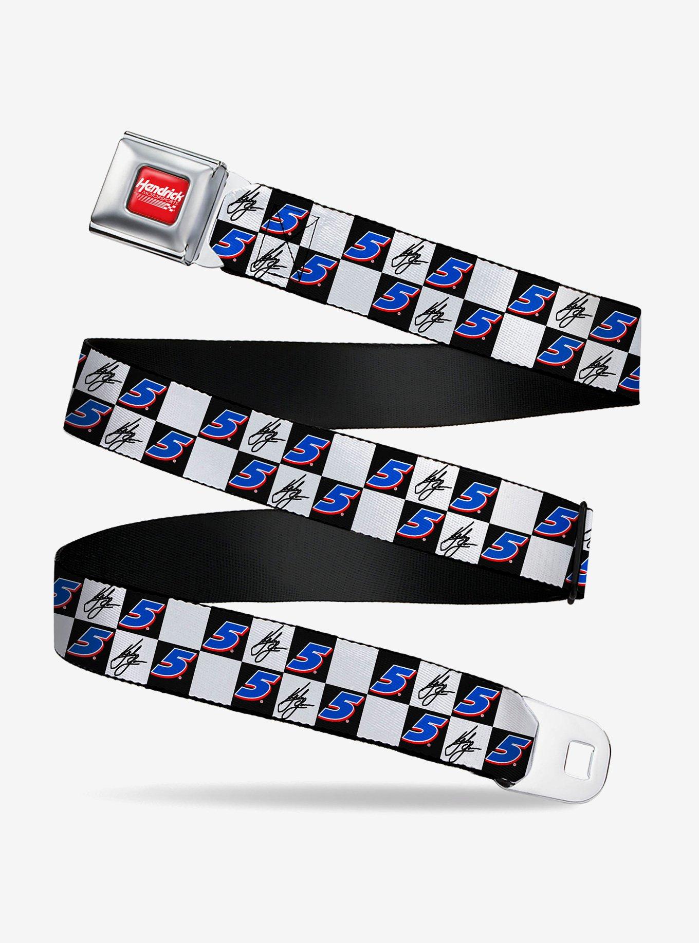 Hendrick Motorsports Kyle Larson Autograph and #5 Checker Logo Seatbelt Buckle Belt, , hi-res