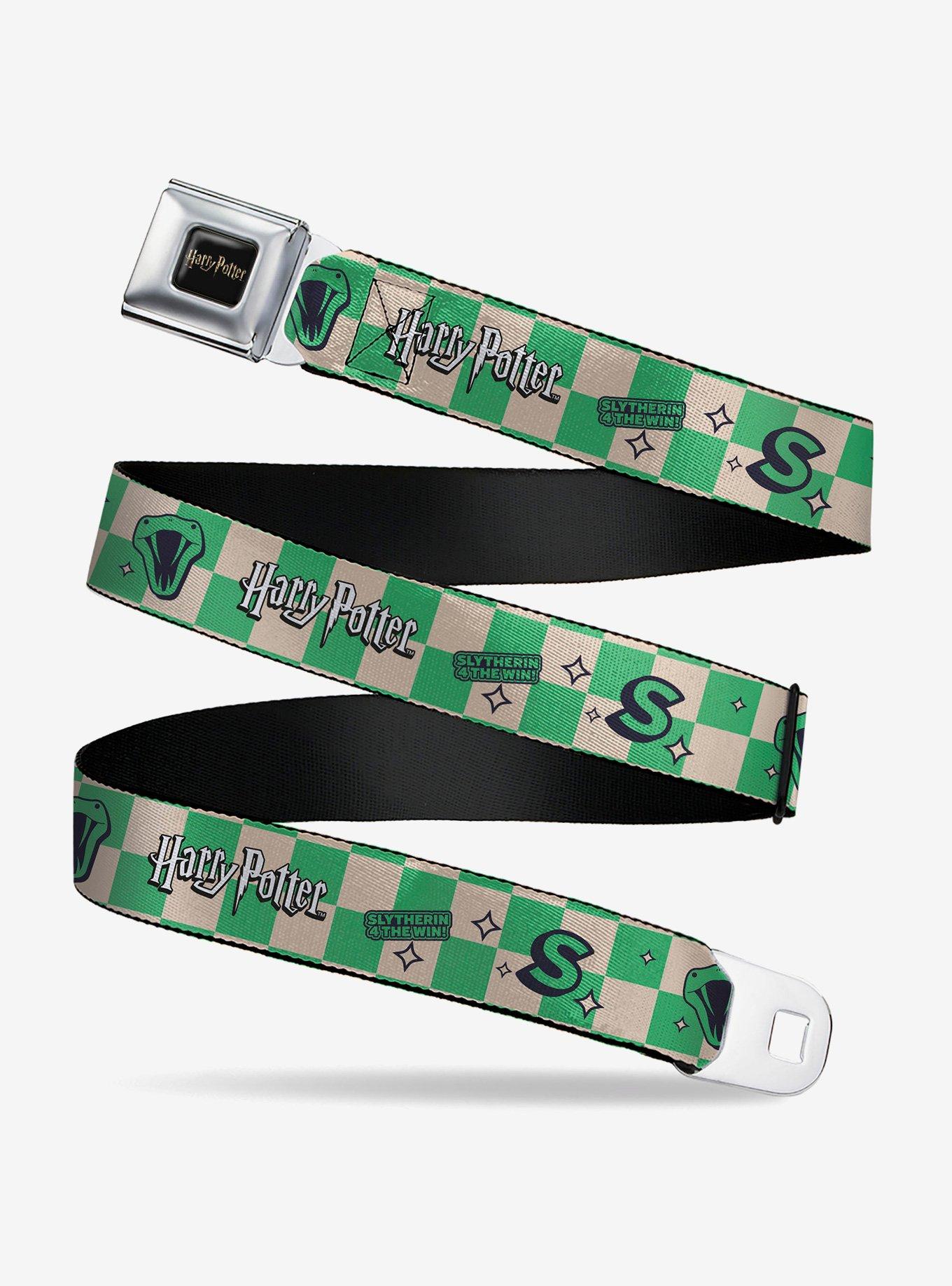 Harry Potter Slytherin Icons Checker Seatbelt Buckle Belt