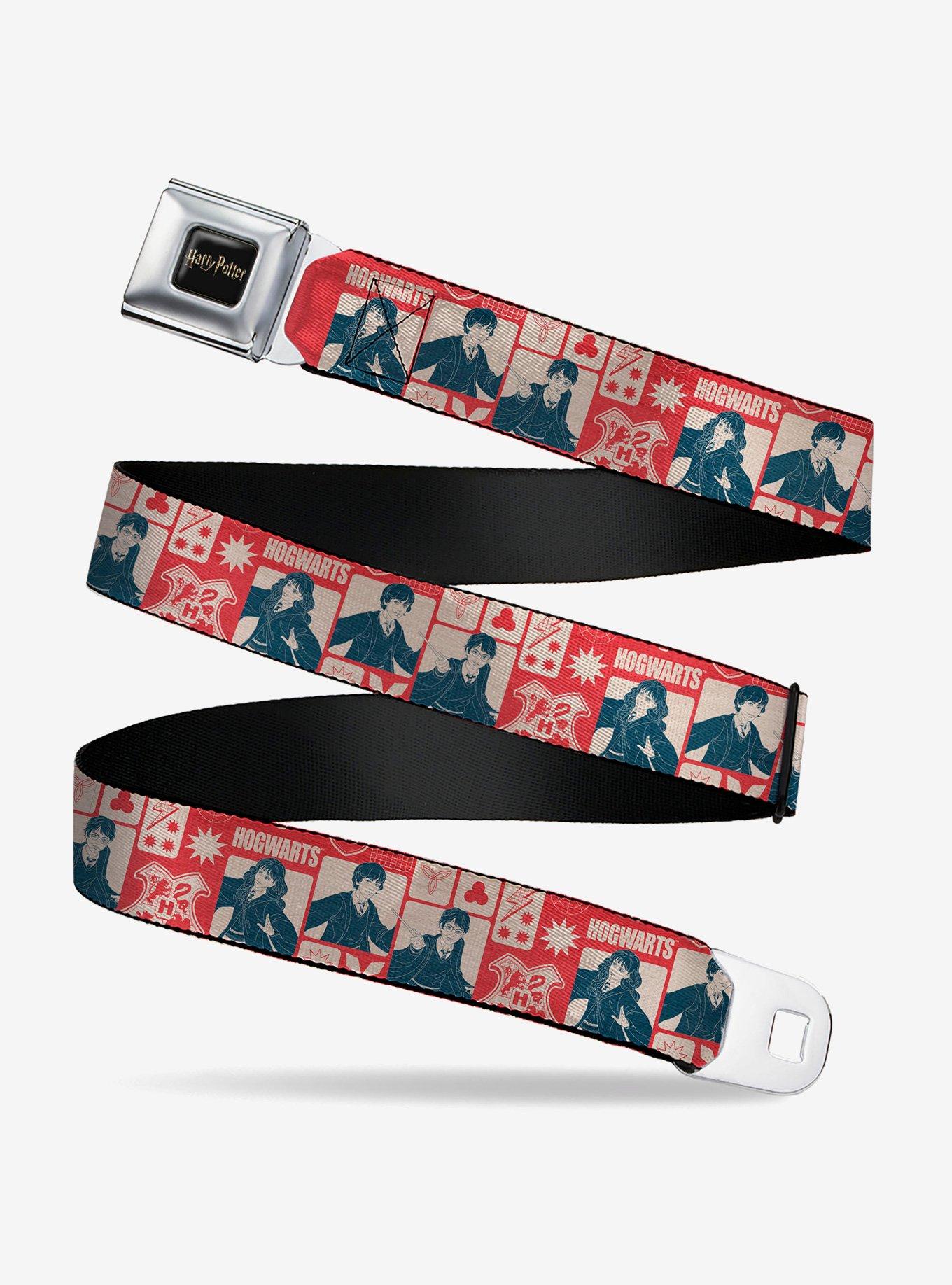 Harry Potter Hogwarts The Golden Trio Magic Collage Seatbelt Buckle Belt