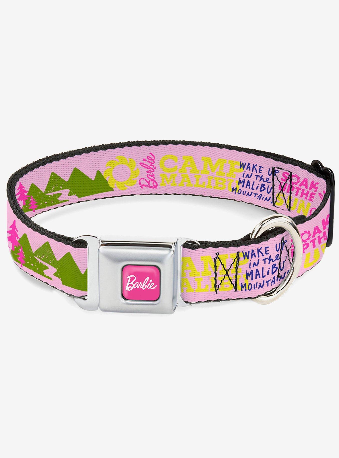 Barbie Camp Malibu Quotes and Icons Pink Multi Seatbelt Buckle Dog Collar