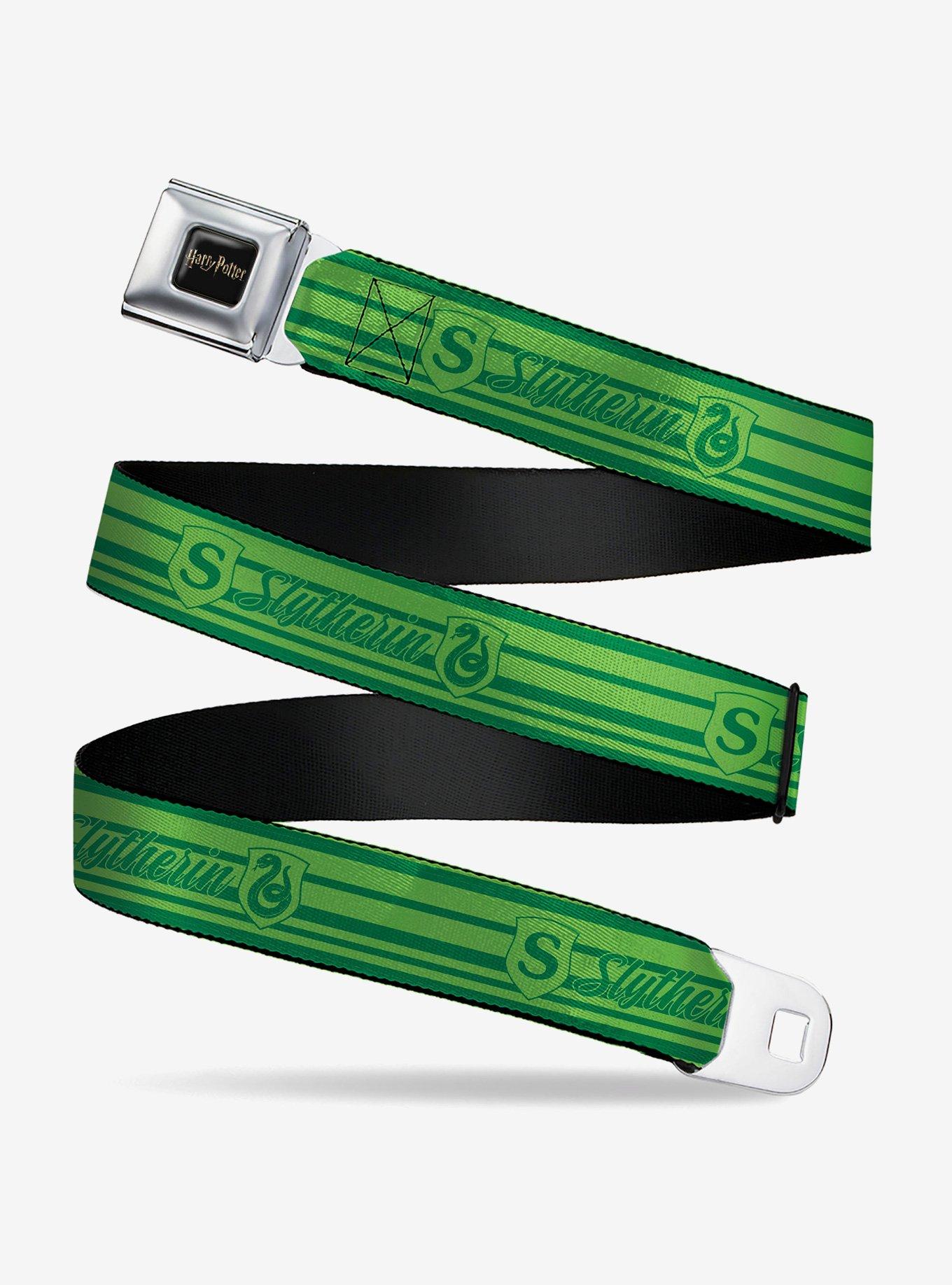 Harry Potter Slytherin House Champion Icons Stripe Seatbelt Buckle Belt