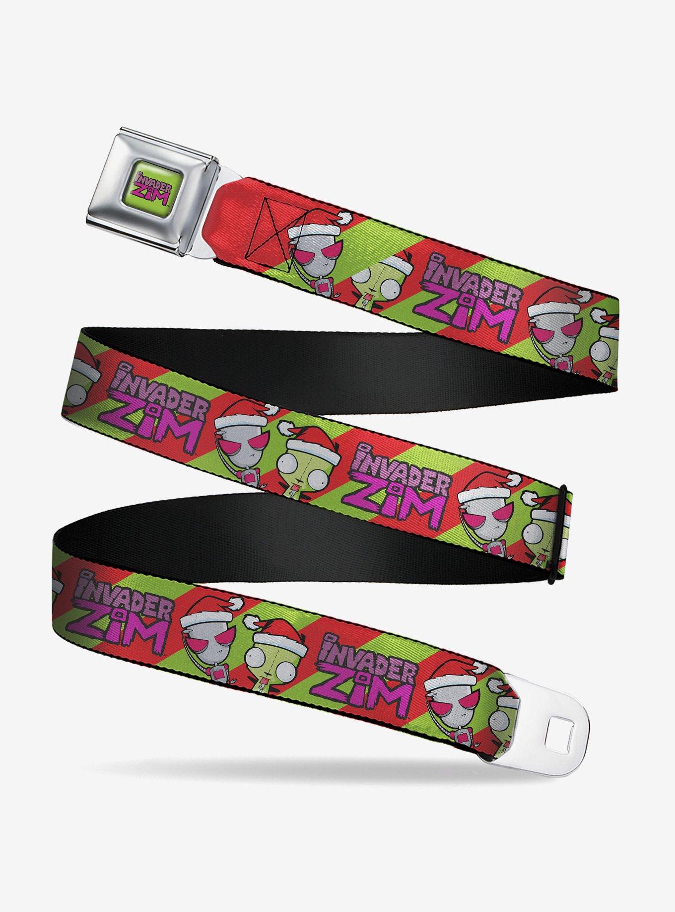 Invader Zim Holiday GIR Poses and Title Logo Stripe Seatbelt Buckle Belt, , hi-res