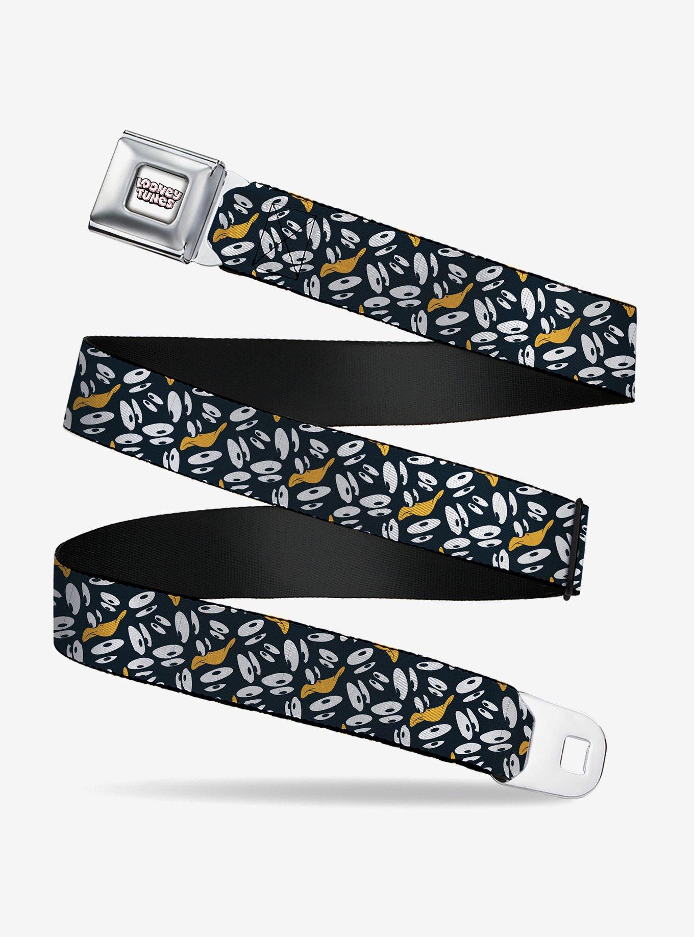 Looney Tunes Daffy Duck Expression and Eyes Scattered Seatbelt Buckle Belt, , hi-res