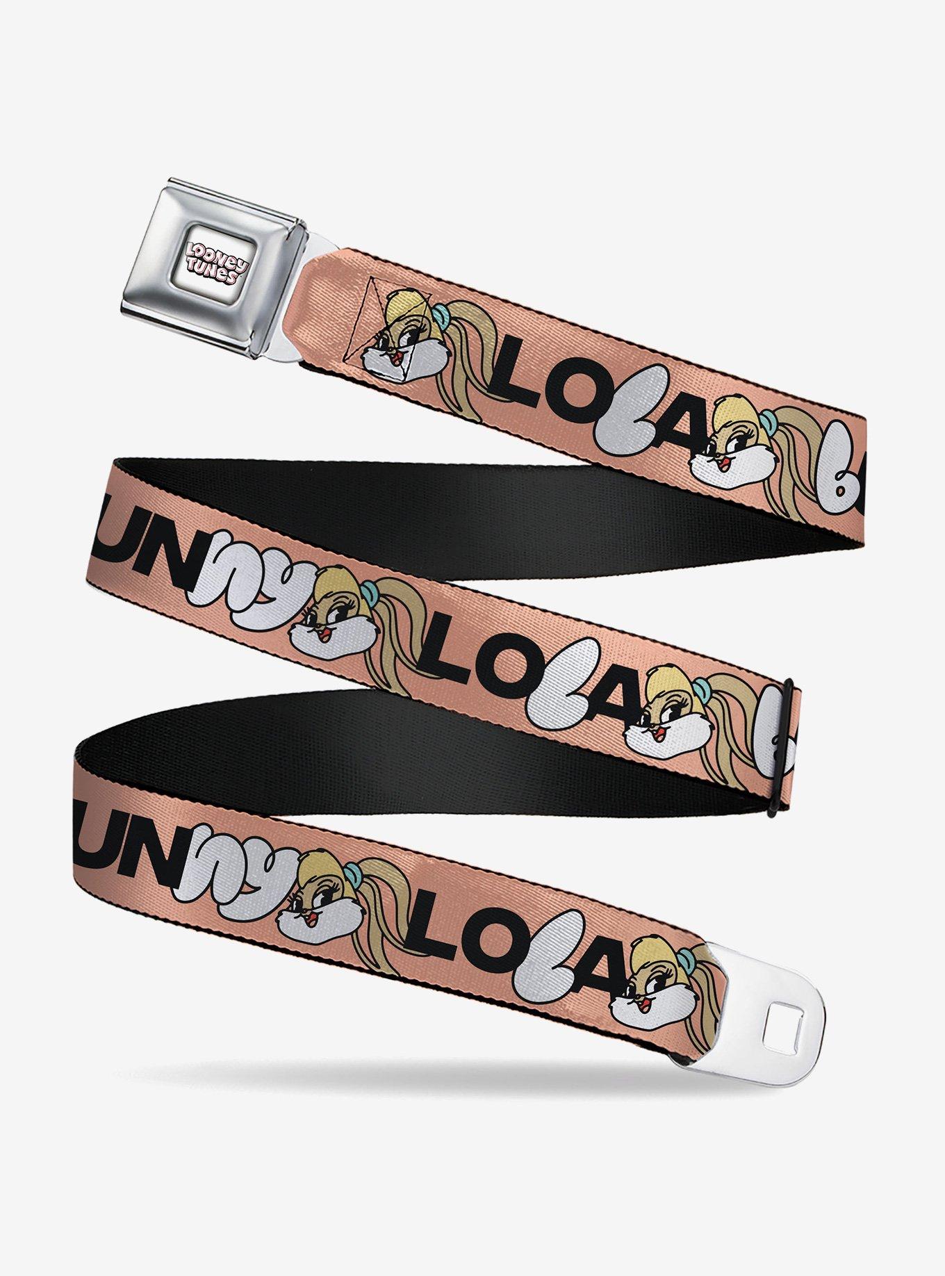 Looney Tunes Lola Bunny Smiling Face Text Peach Seatbelt Buckle Belt, , hi-res