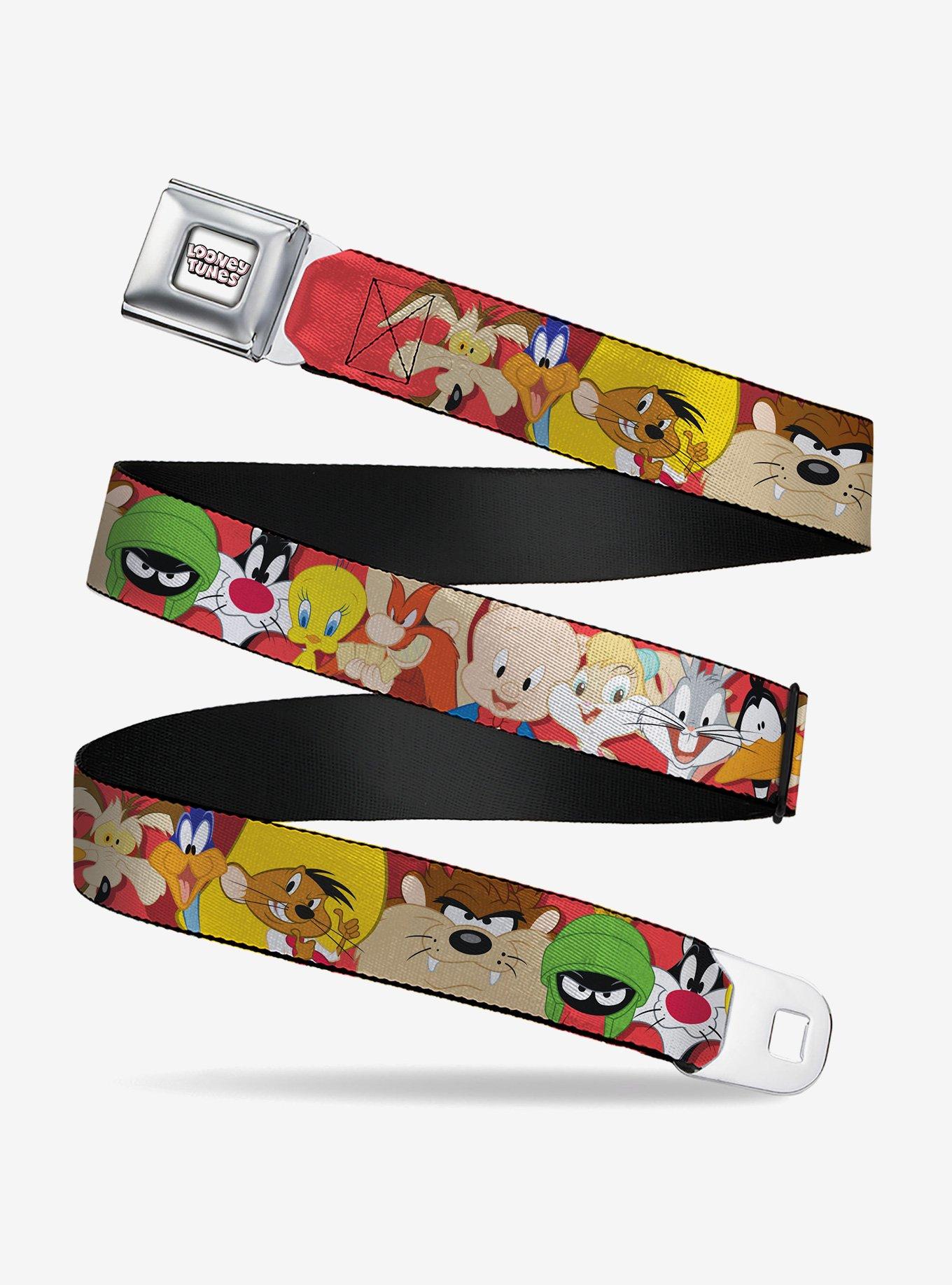 Looney Tunes Twelve Character Expressions Red Seatbelt Buckle Belt, , hi-res