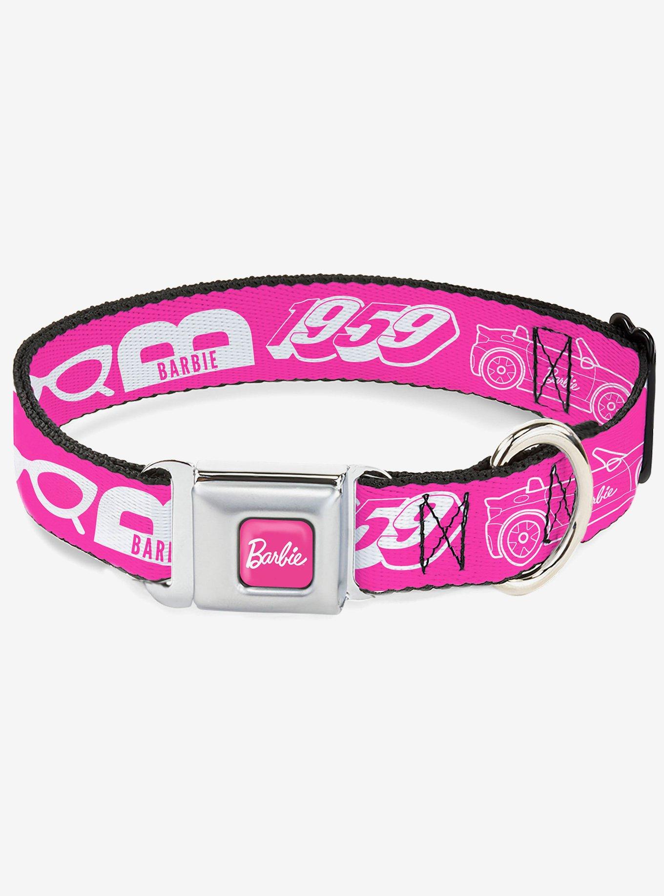 Barbie Script Signature and Icons Seatbelt Buckle Dog Collar, , hi-res