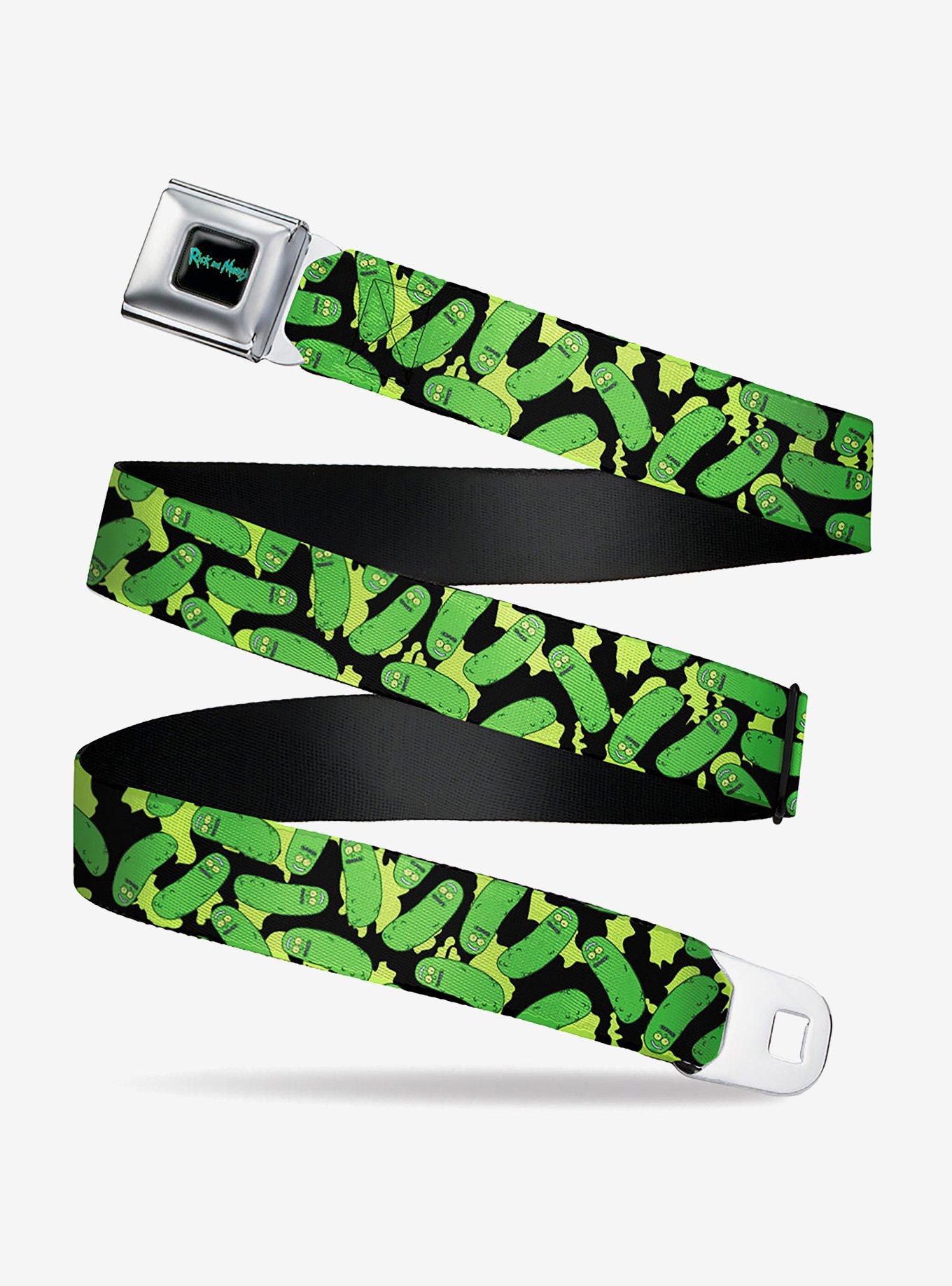 Rick and Morty Pickle Rick Scattered Black Seatbelt Buckle Belt, , hi-res