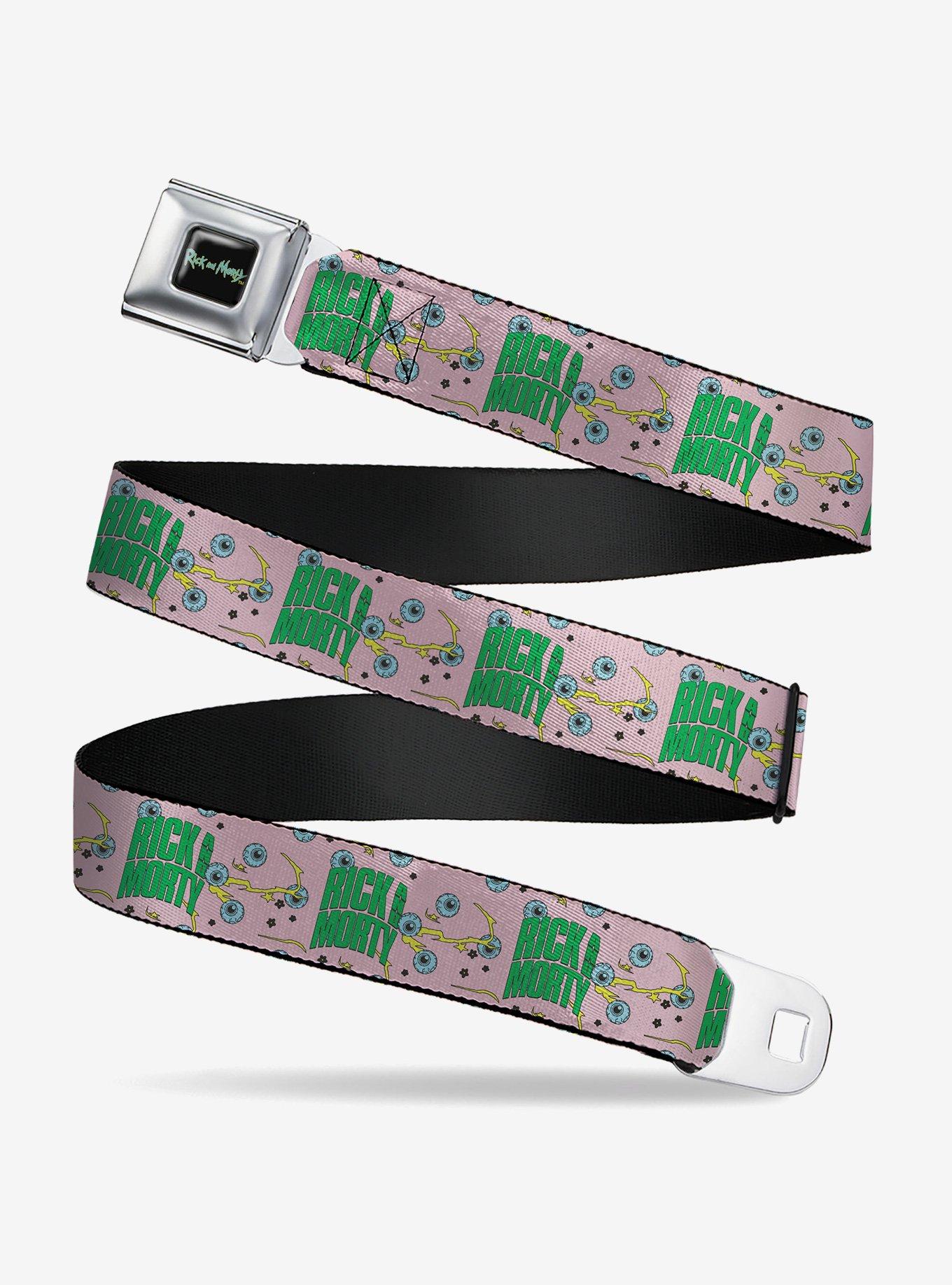 Rick and Morty Text Eyeball Collage Seatbelt Buckle Belt
