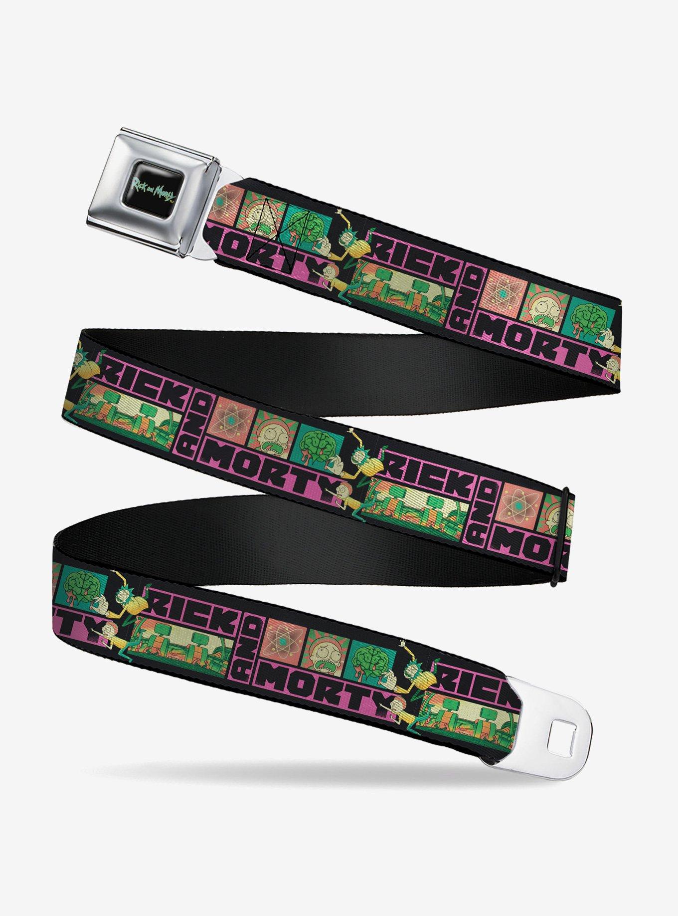 Rick and Morty Text Blocks and Scenes Multi Seatbelt Buckle Belt, , hi-res