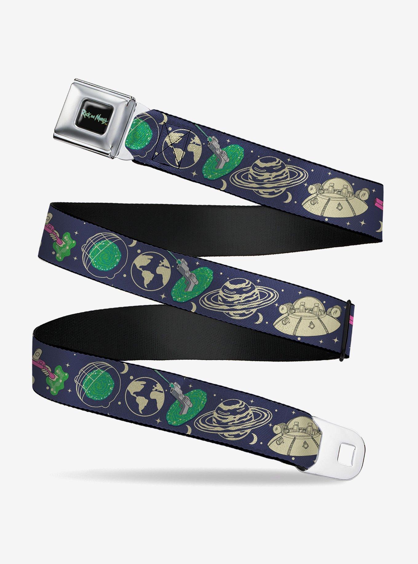 Rick and Morty Portal Space Icons Collage Seatbelt Buckle Belt