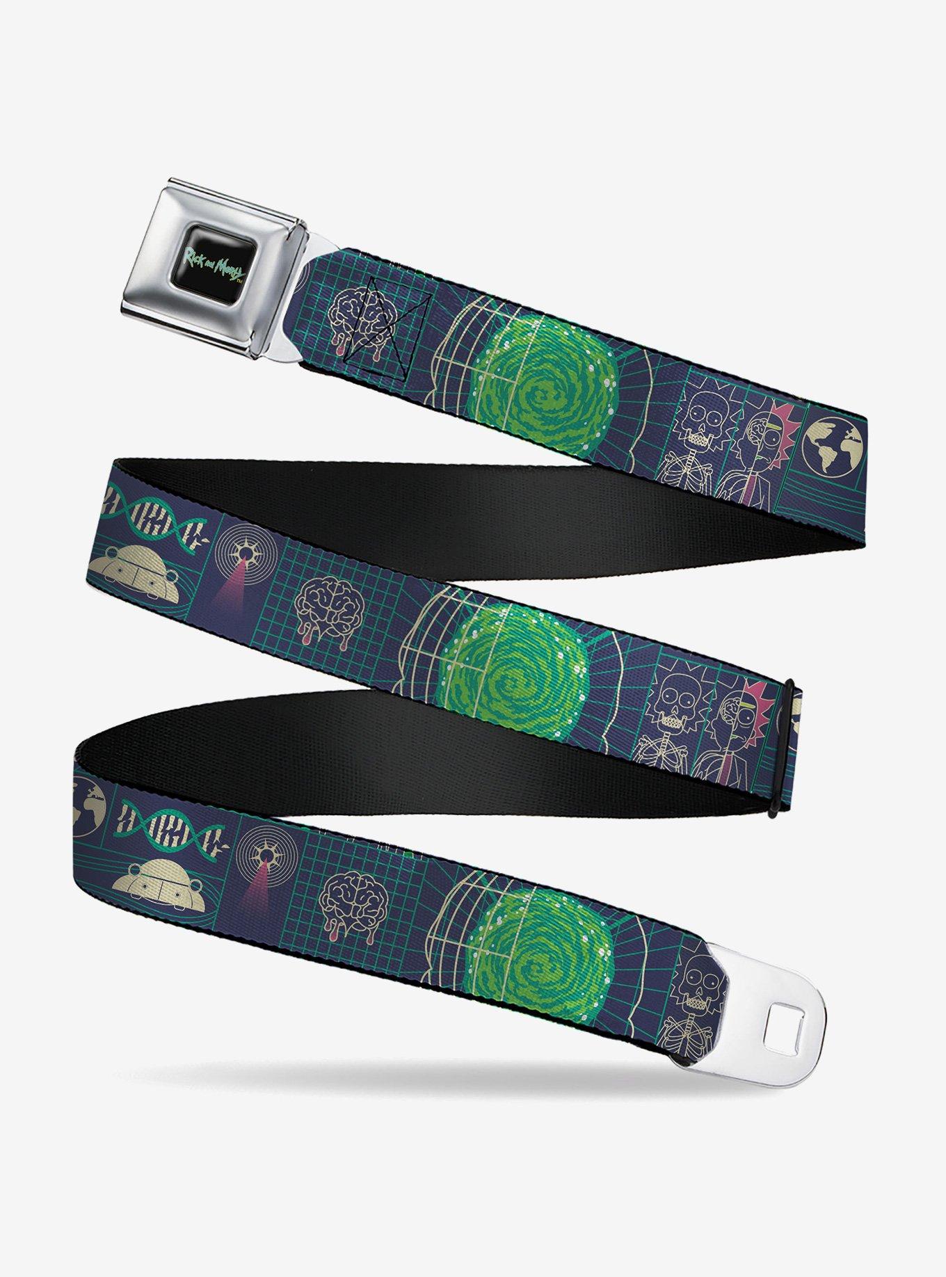 Rick and Morty Dimensional Portal Icons Collage Seatbelt Buckle Belt