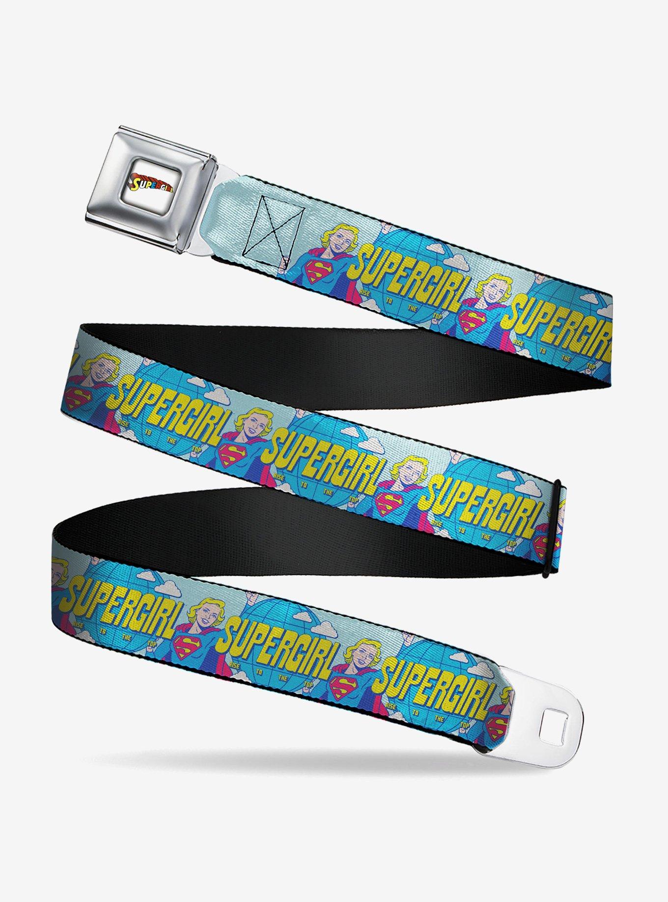 DC Comics Supergirl Rise To the Top Globe Pose Seatbelt Buckle Belt, , hi-res