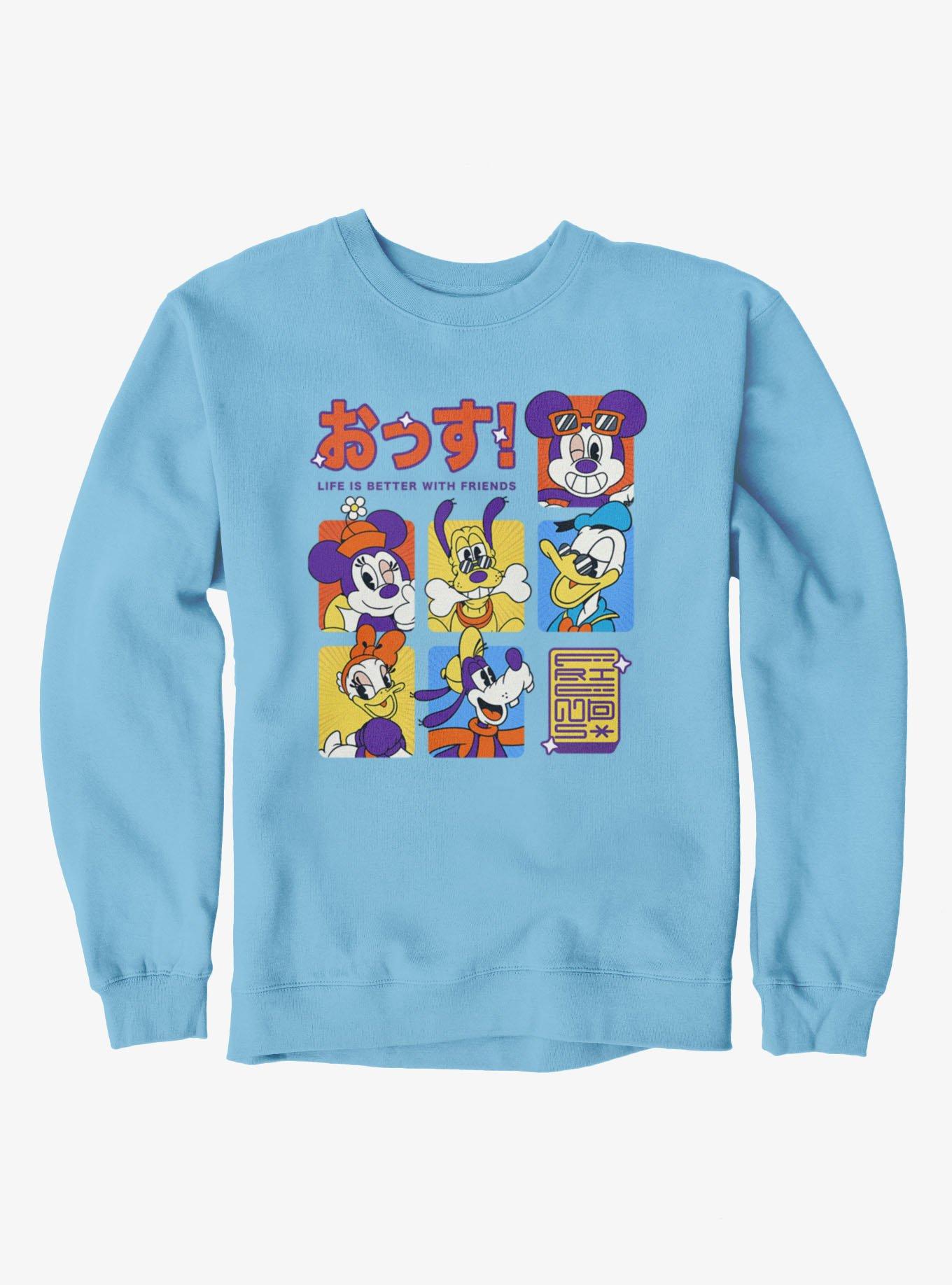 Disney Mickey Mouse Life Is Better With Friends Anime Color Squares Sweatshirt, , hi-res
