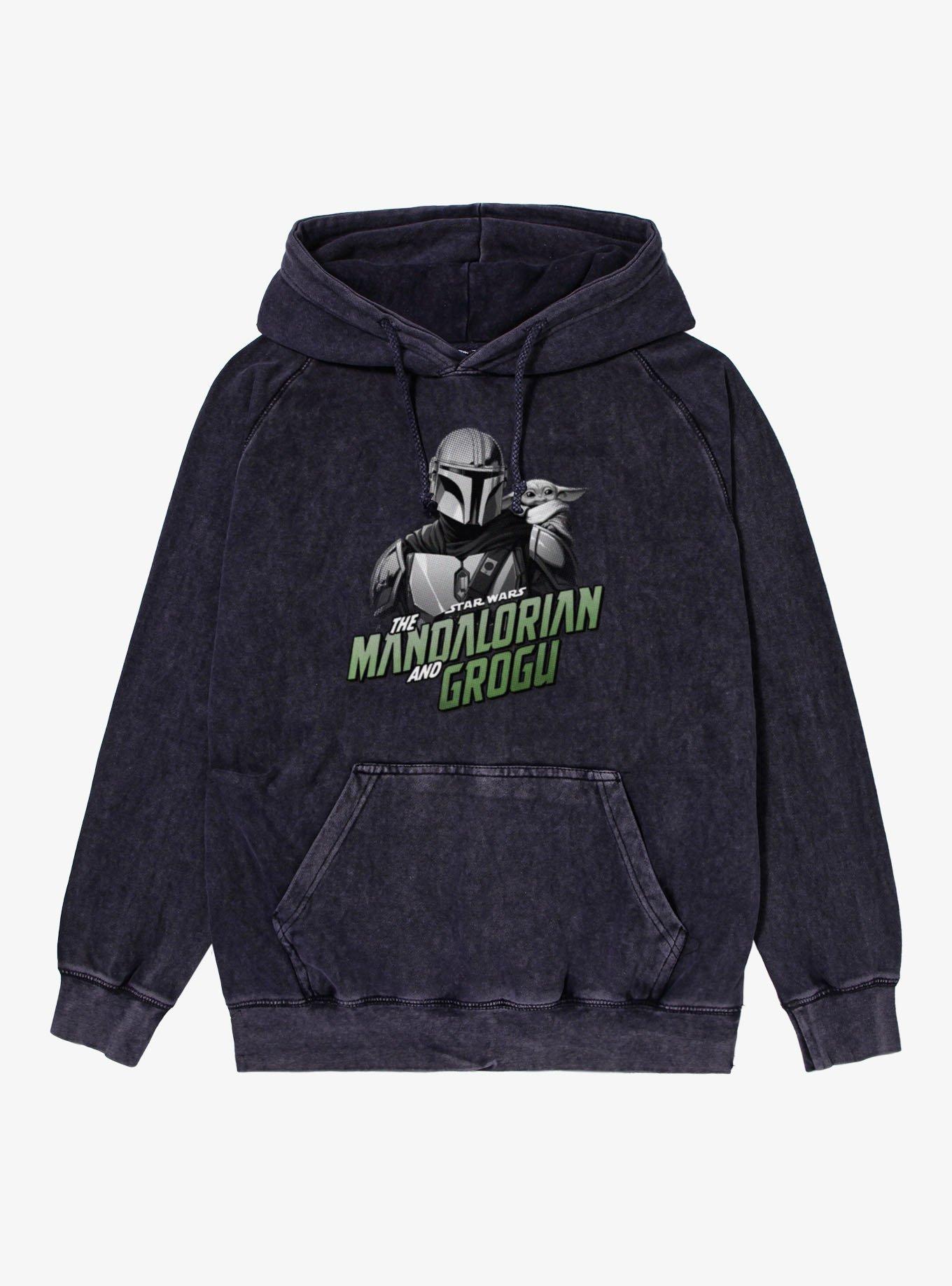 Star Wars The Mandalorian And Grogu Title Logo Mineral Wash Hoodie, , hi-res