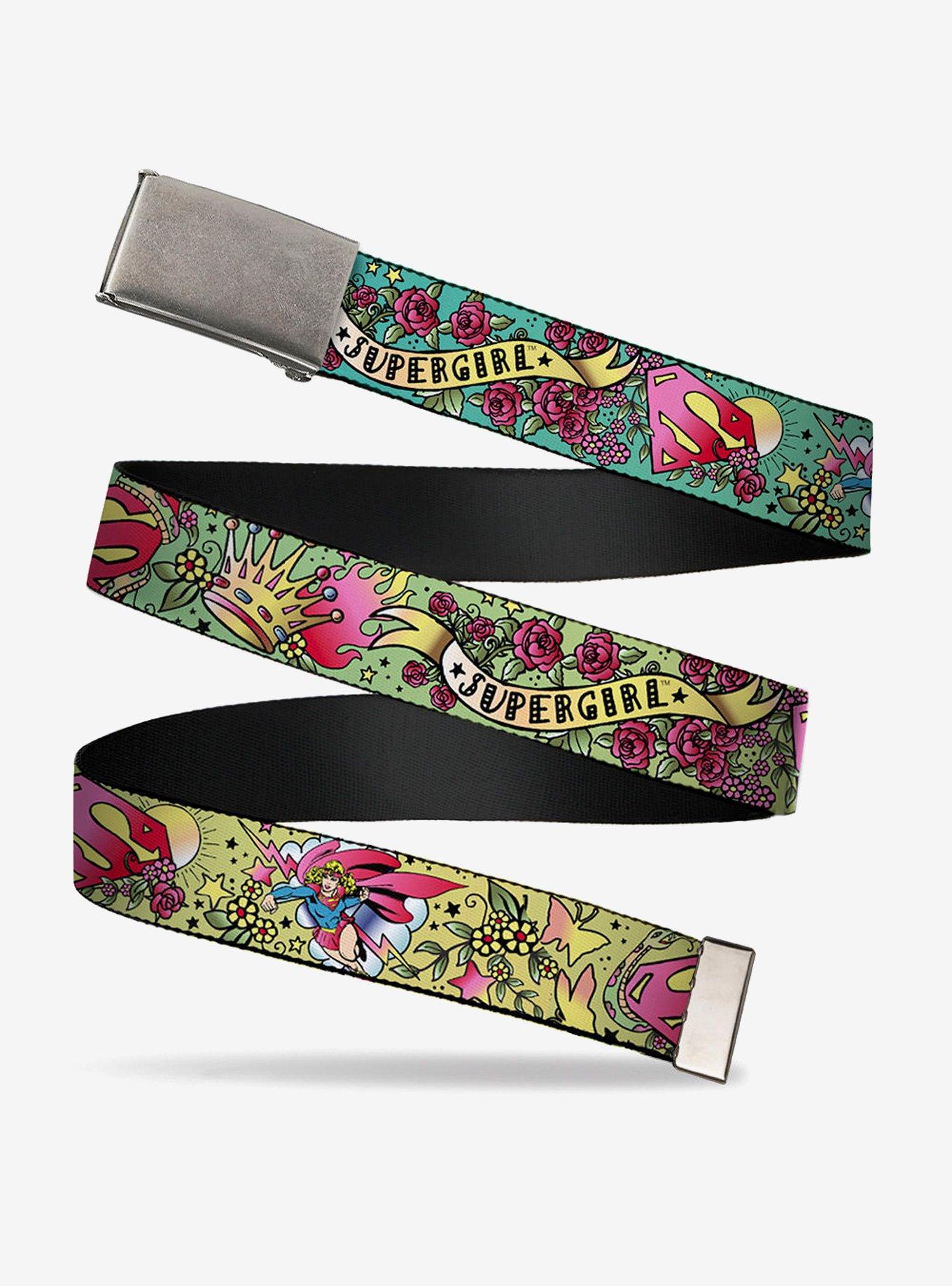 DC Comics Supergirl Tattoo Scene Clamp Buckle Belt, , hi-res