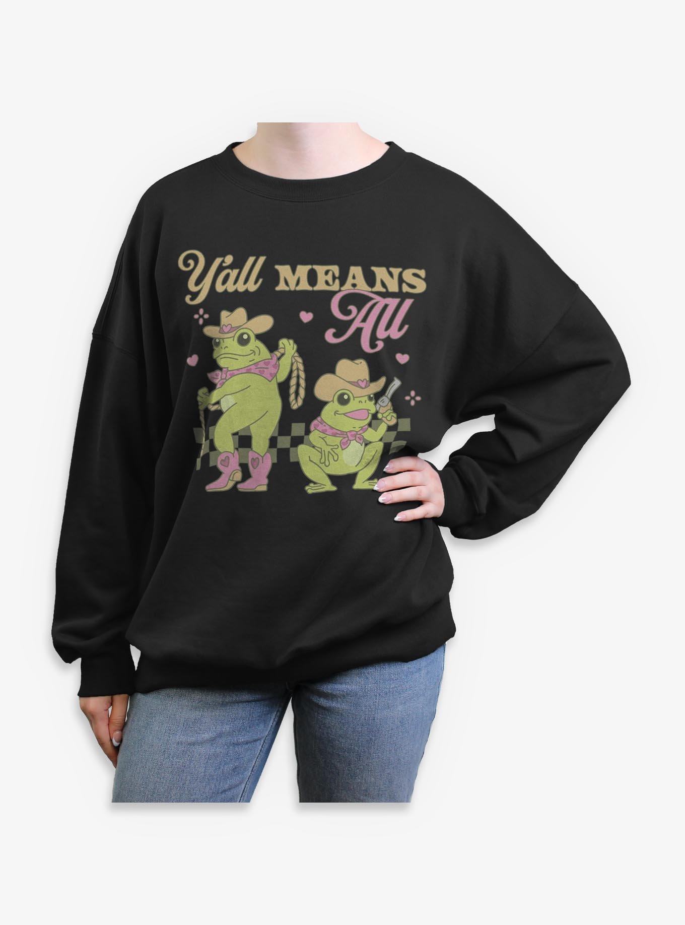 Western Frogs Gay Pride Girls Oversized Sweatshirt Hot Topic Exclusive, , hi-res