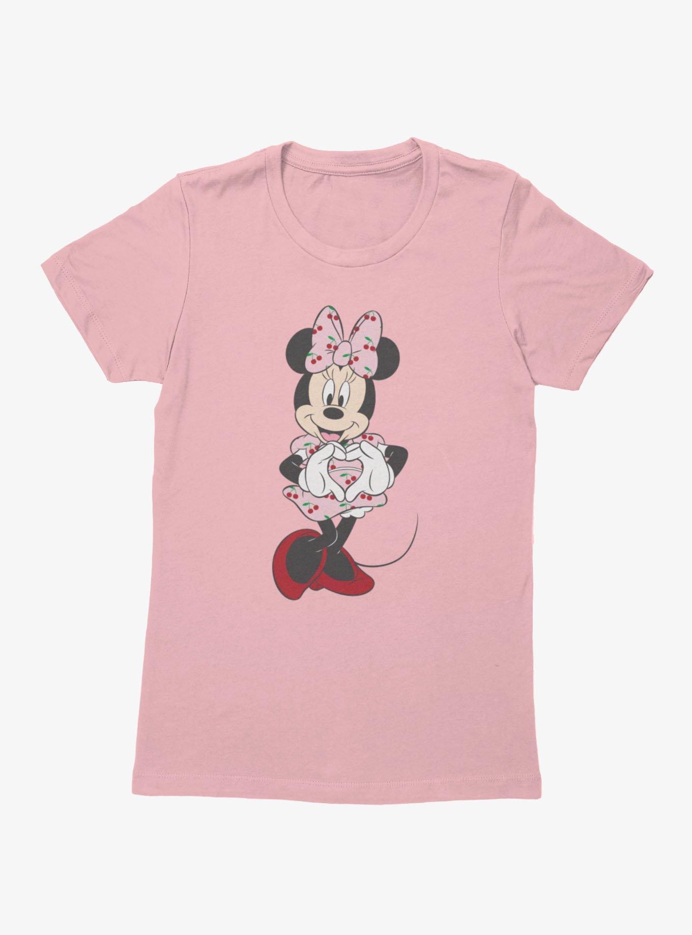 Disney Minnie Mouse Heart Hands Cherry Drop Dress Womens T-Shirt, , hi-res